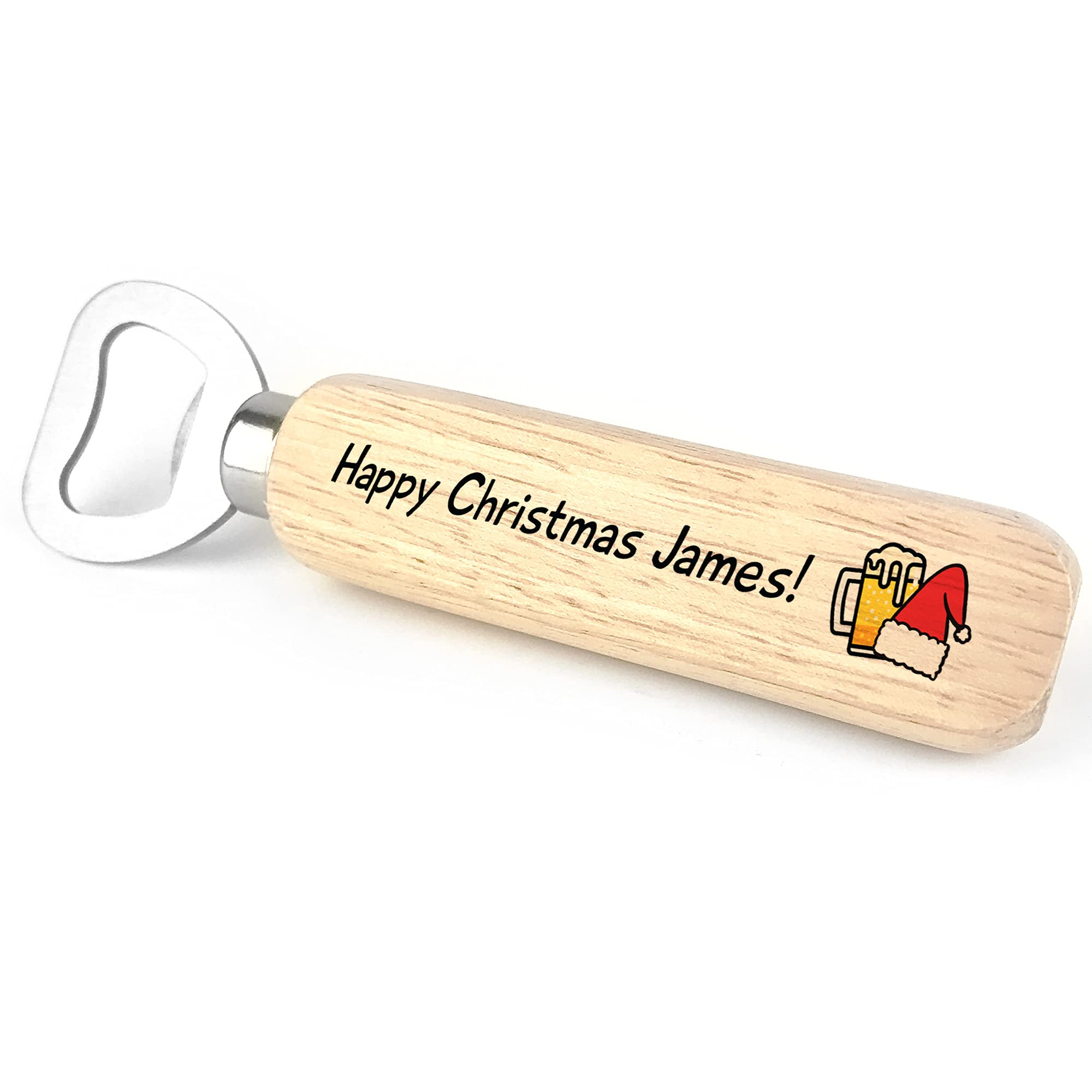 Personalised Alcohol Gift for Christmas Wood Bottle Opener Beer Gift Dad Grandad