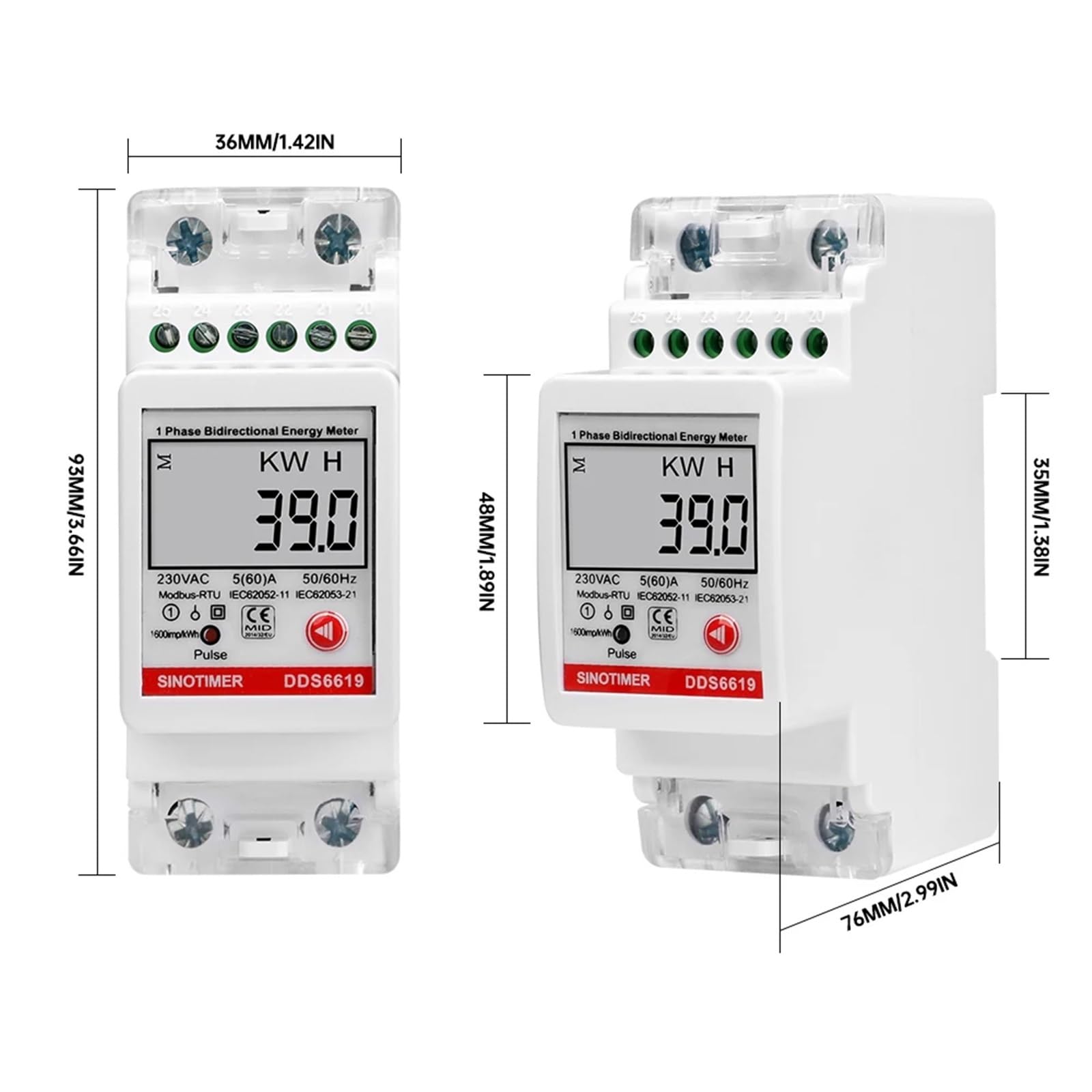 9999999,9 kWh jednofazowy cyfrowy wyświetlacz LCD 2P Watomierz zużycie energii licznik elektryczny kWh AC 230 V 50 Hz 35 mm Din Rai