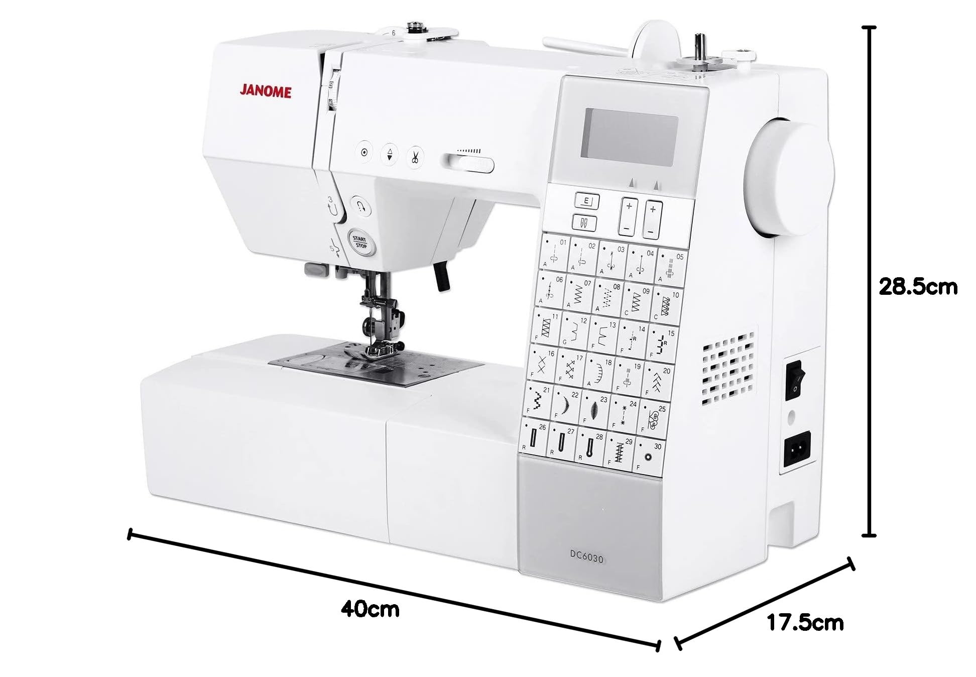 Janome DC 6030 - Máquina de coser (Máquina de coser automática, Blanco, Costura, 5 mm, Eléctrico, 6,8 kg)