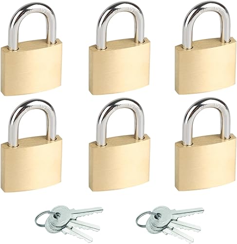 Miniatura 10 de Paquete de 10 cerraduras pequeñas con las mismas llaves, 0.98 pulgadas (0.984 in) de ancho, candados de latón macizo con la misma llave, mini