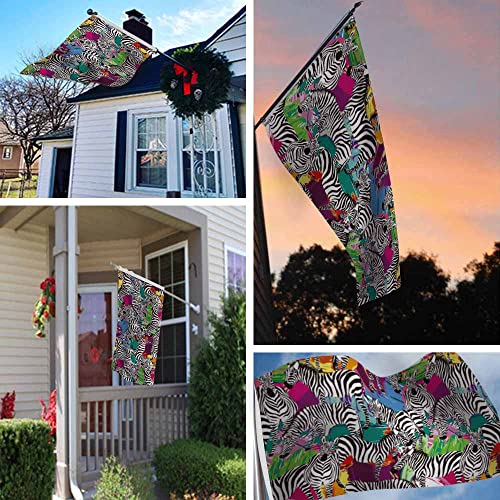 Yekiua Zebra Flag 3X5 Outdoor Tropical Jungle Animal Colorful Double Sided Flags All Weather Long Lasting With 2 Brass Grommets Black White #TOP5