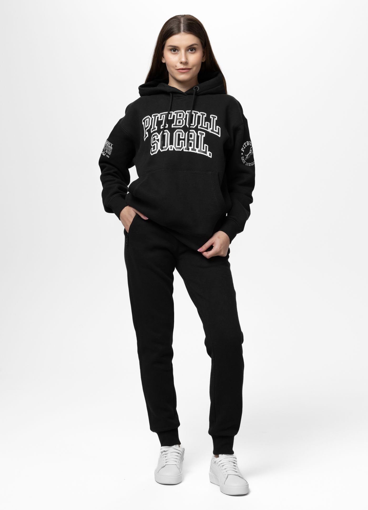 PITBULL Fiora damska bluza z kapturem – damska bluza z kapturem o wyglądzie oversize, streetwear, mieszanka bawełny, poliestru, bluza rekreacyjna z nadrukiem, ciepły sweter z kieszenią typu kangur