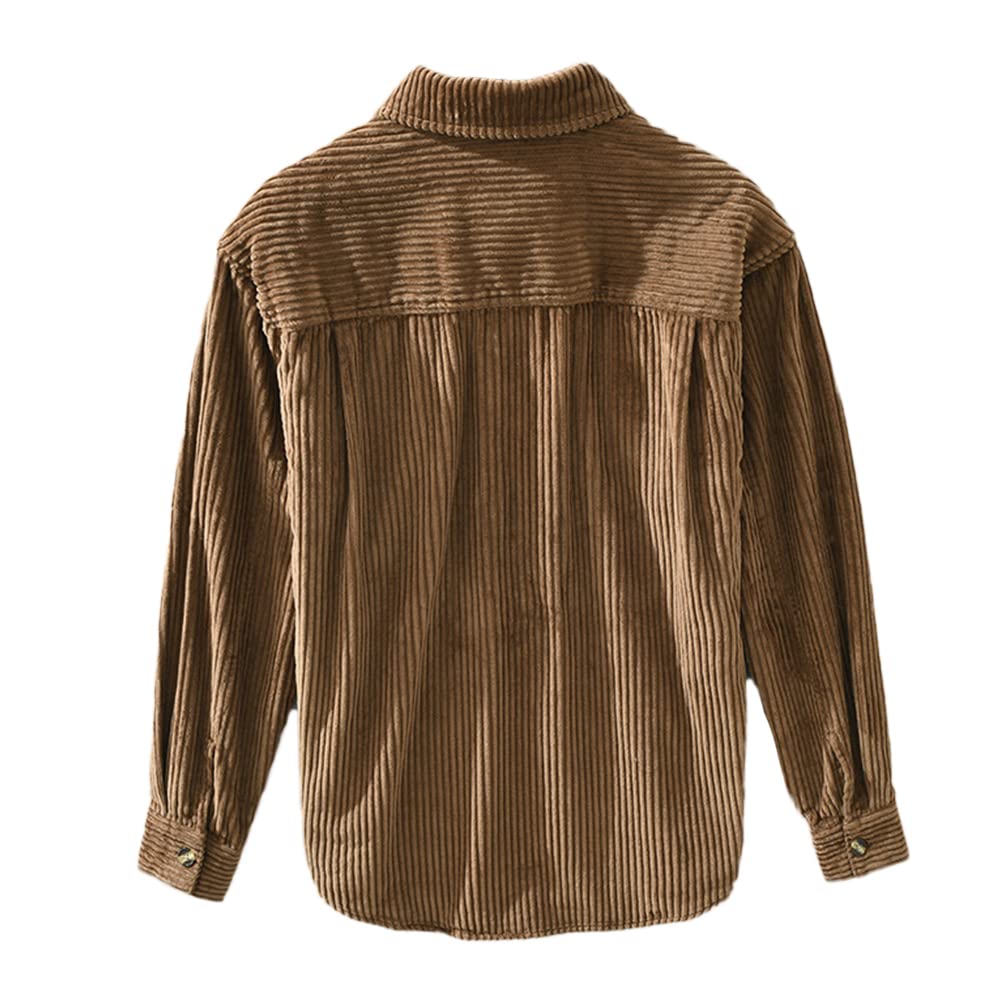 Chemises Hommes Mode Chemise en Velours Côtelés Épais Printemps Automne Casual Manches Longues Chemise Boutonnées Rétro Veste Chemise Décontractée Boutons Complets Chemises de Loisirs
