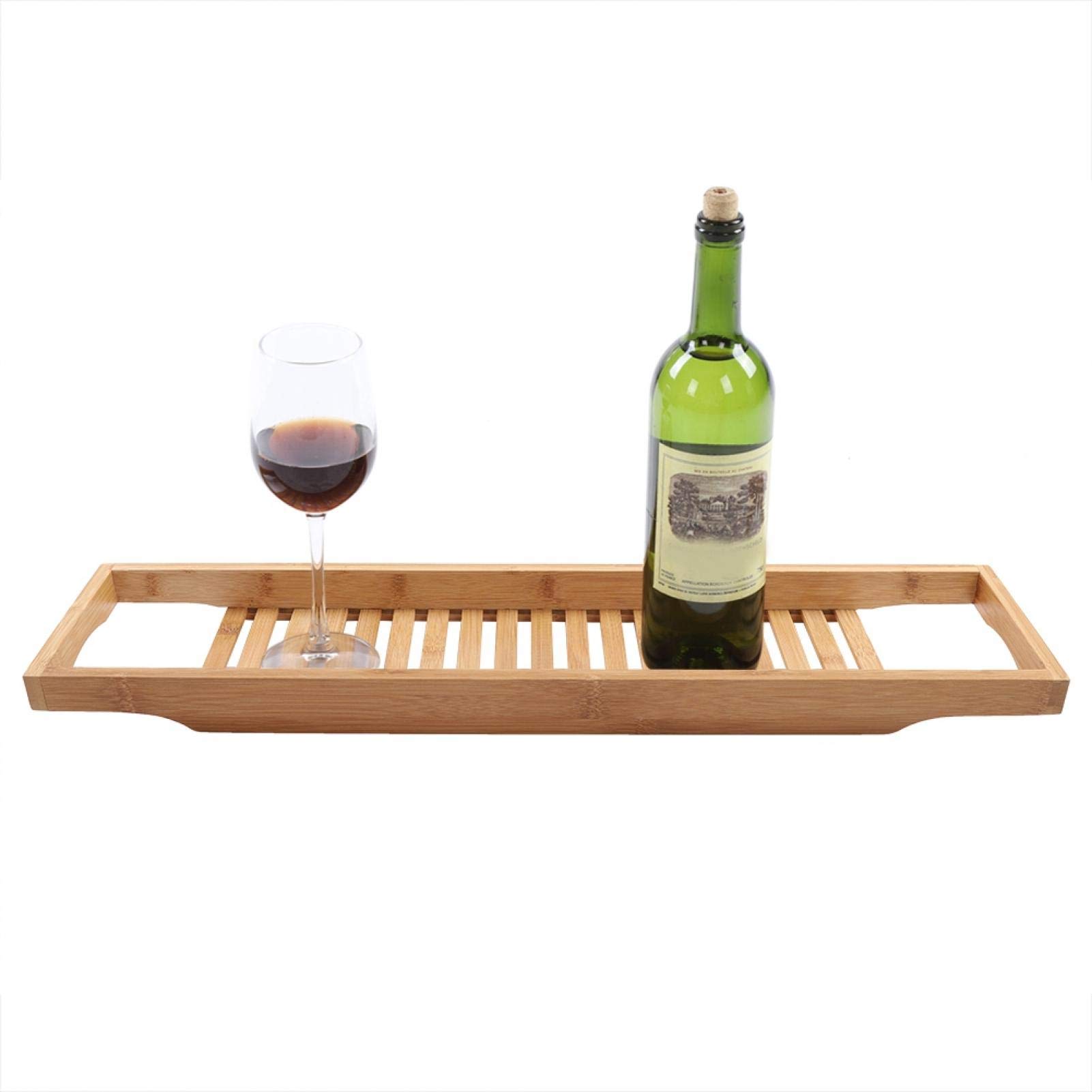 Bandeja de bambú para bañera de Primera Calidad, Bandeja de Madera expandible con Libro, Idea de Soporte para Vino para Seres Queridos