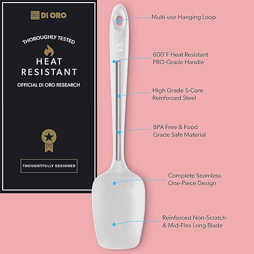 Miniatura 2 de DI ORO - Espátula de cuchara de silicona, resistente al calor de 600 F, espátula de silicona grande resistente al calor, sin BPA, utensilios de