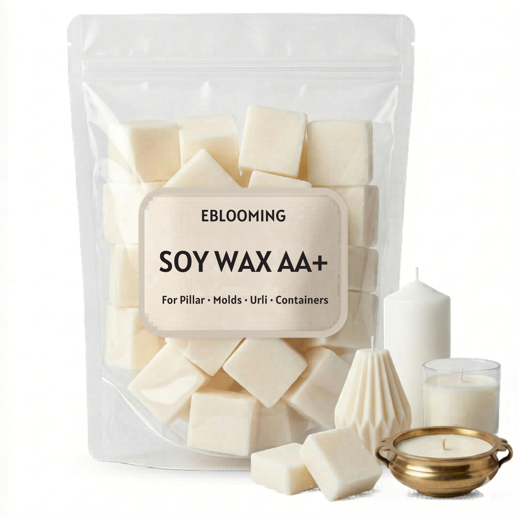 Premium Soy Wax AA+ for Candle Making 1Kg | 100% Pure Natural SOYA Wax Chunks | Candle Wax for Container, Jar, Mould, Pillar Candles, Wax Melts & DIY Candle Making (1, Kilograms)-image-30