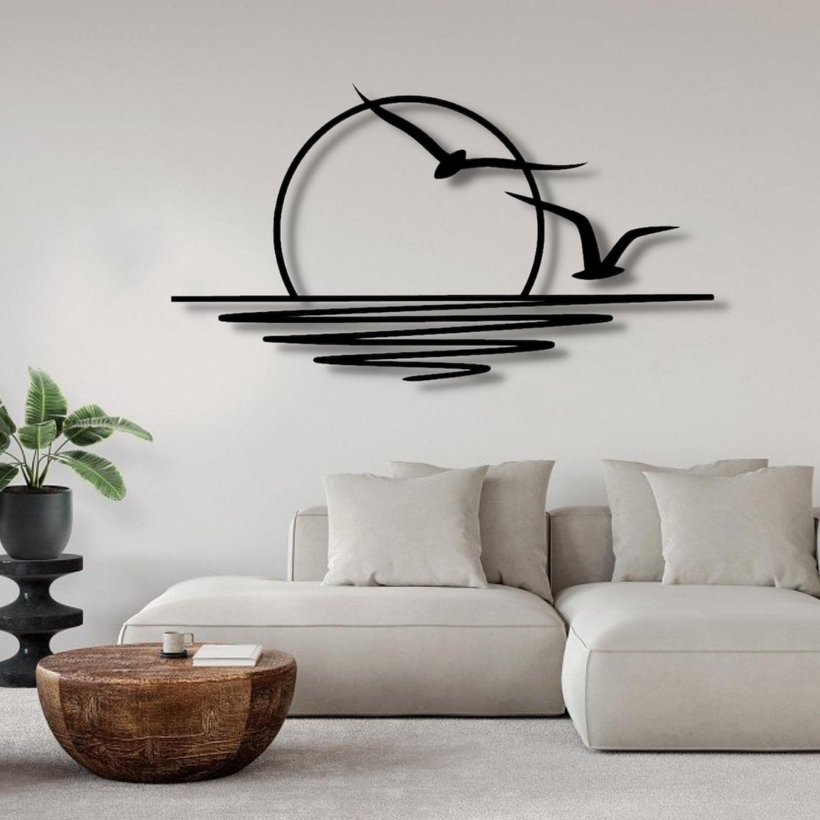 Sunrise Metal Seagull Art, 20 x 11 Inches50 x 28 Cm - Living Room & Patio Decor, Bird Art for Inner Peace
