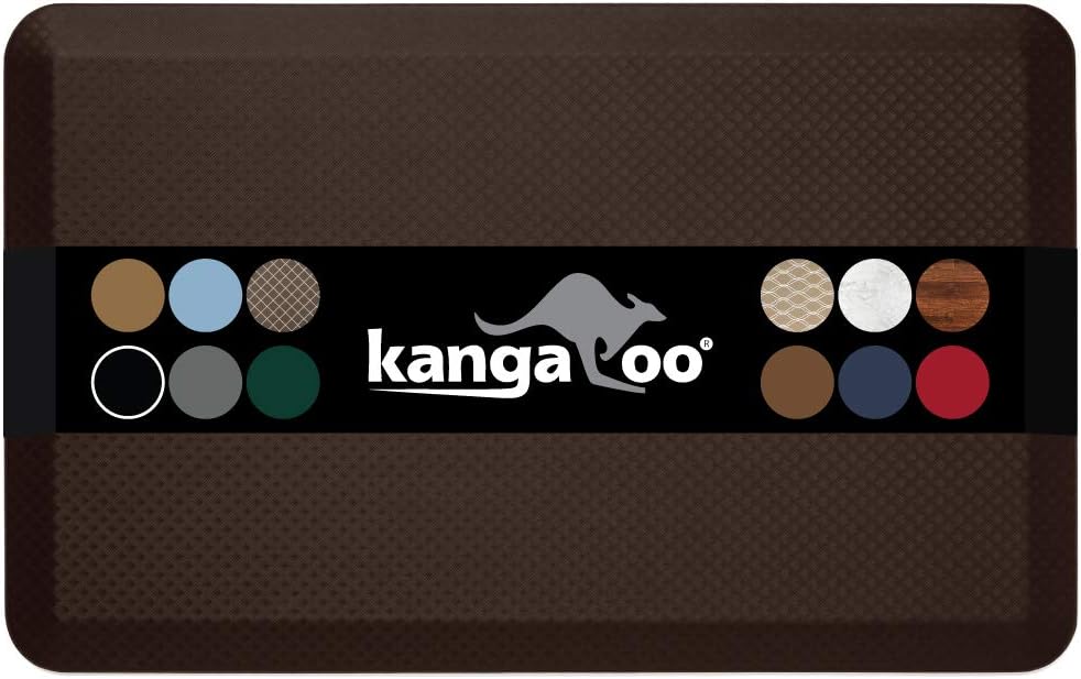 KANGAROO BRANDS 3/4" Anti Fatigue Comfort Standing Mat Kitchen Rug, Phthalate Free, Non-Toxic, Waterproof, Ergonomically Engineered Floor Pad, Rugs for Office Stand Up Desk, 32x20 (Brown)
