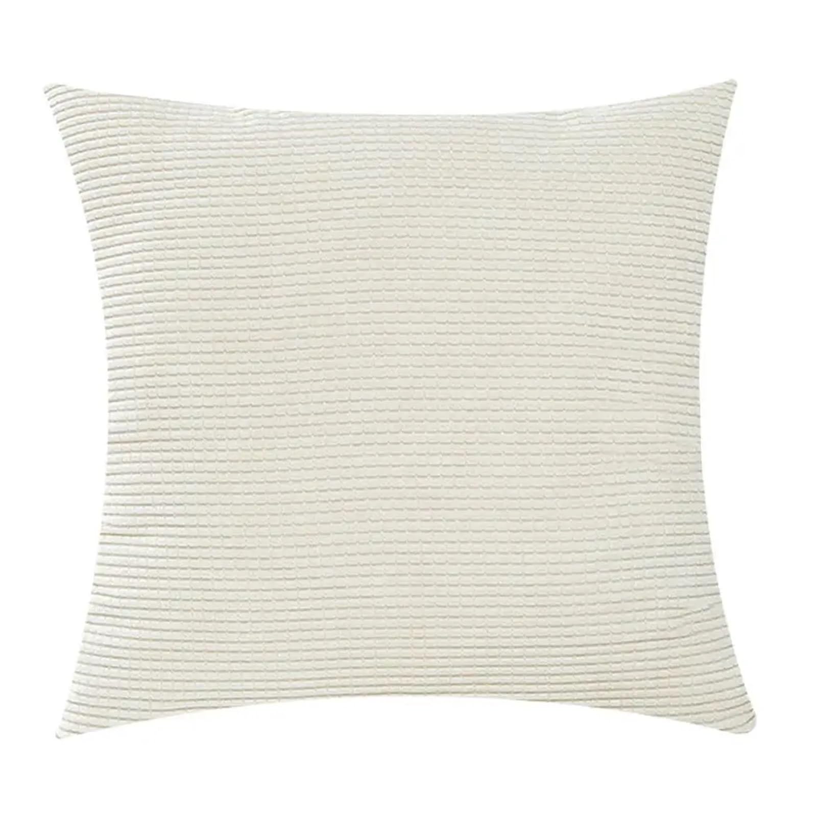 SHENJMAI Cushion Covers Cushion Covers Throw Pillow Covers Couch Sofa Bed Comfortable Soft Corduroy Corn Striped Both Sides(White)
