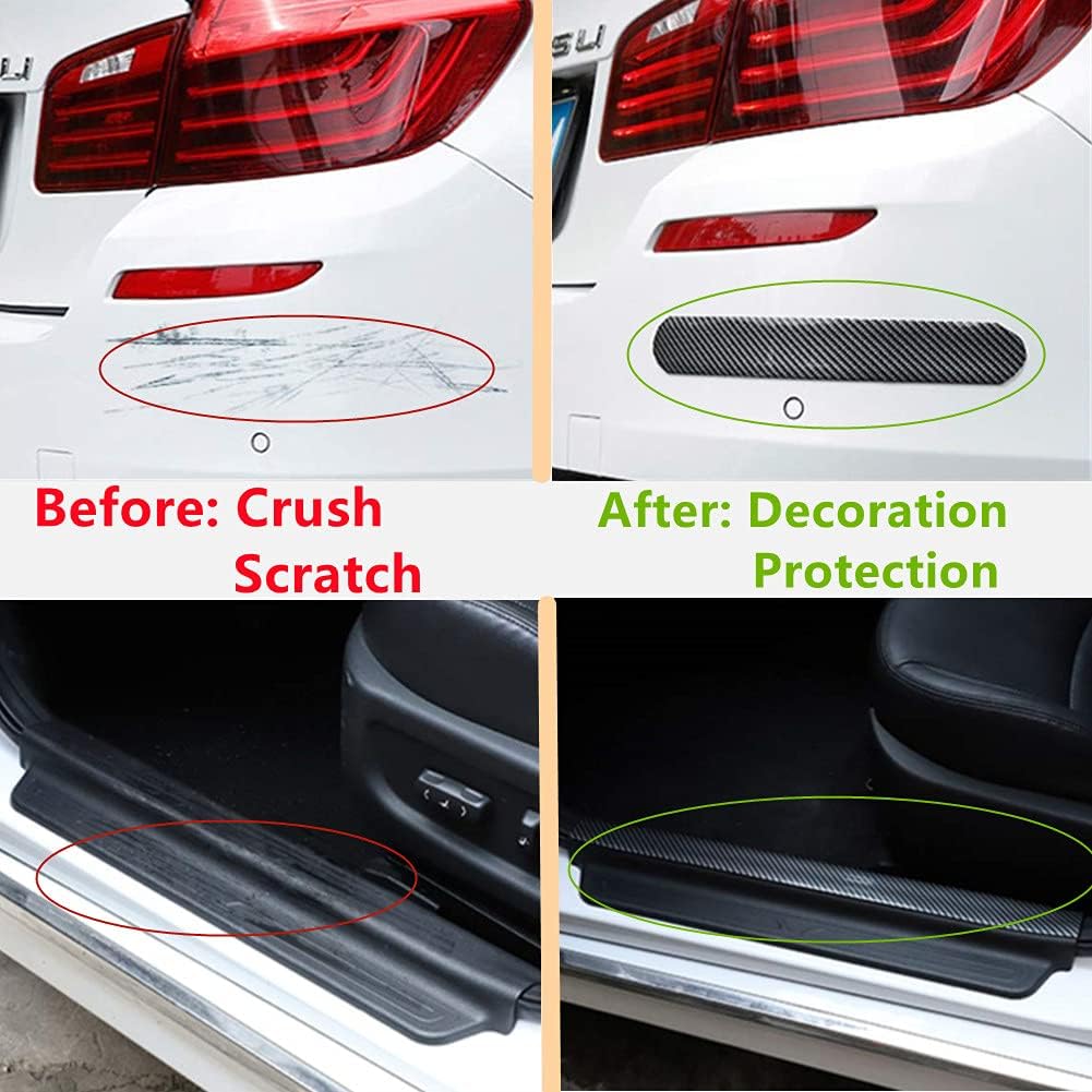 Universal Carbon Fibre Car Door Entry Guards Protector, Flexible Self-Adhesive Car Door Sill Sticker for Car SUV Truck Door Entry Guards (Black, 5×250cm / 2×98.4"(W×L))