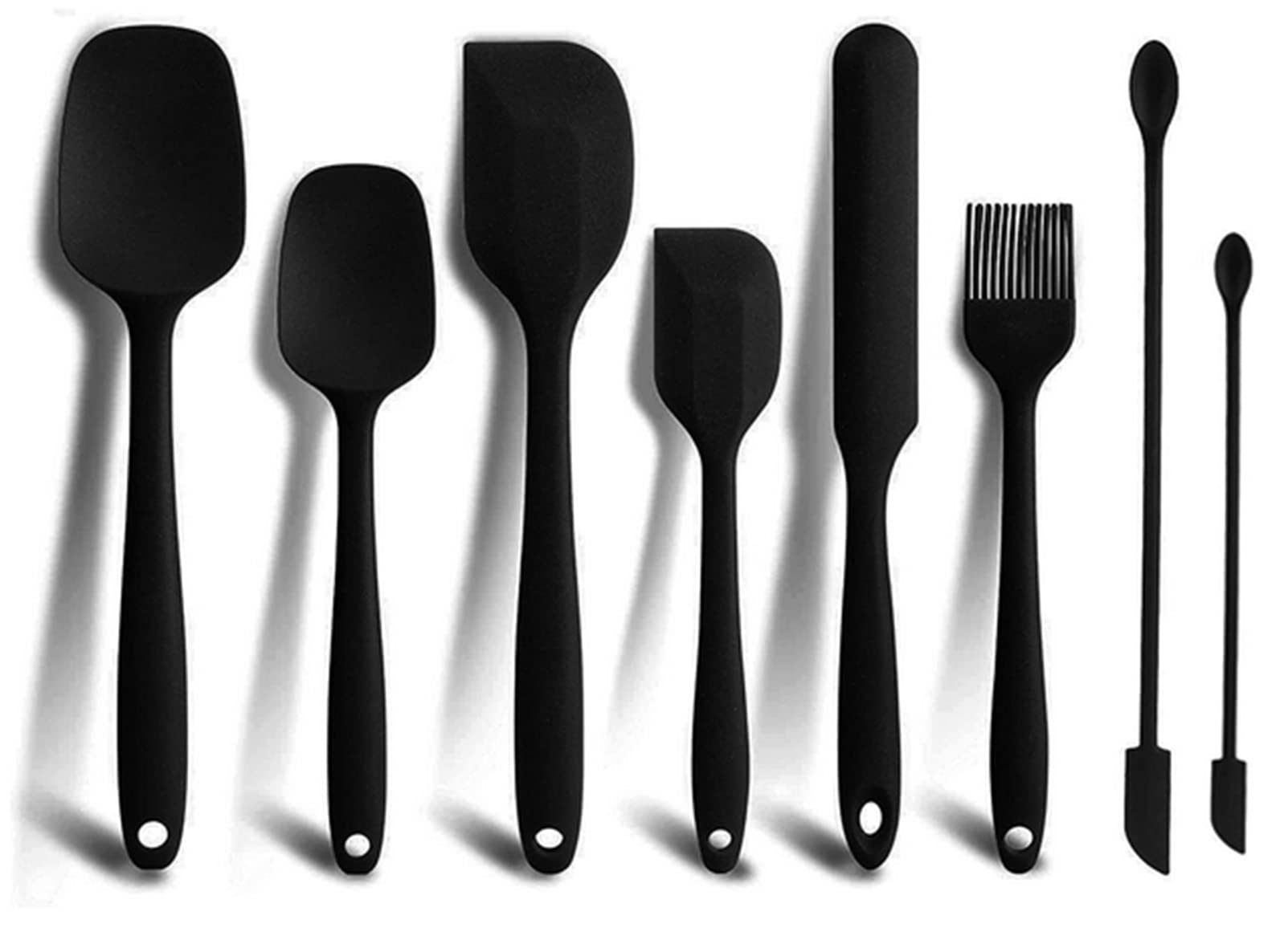 8 Pcs Silicone Spatula Set,Silicone Spatula and Spoon Set,Spatulas,Non - Stick Rubber Spatula,Food Grade Silicone Kitchen Utensils (Black)