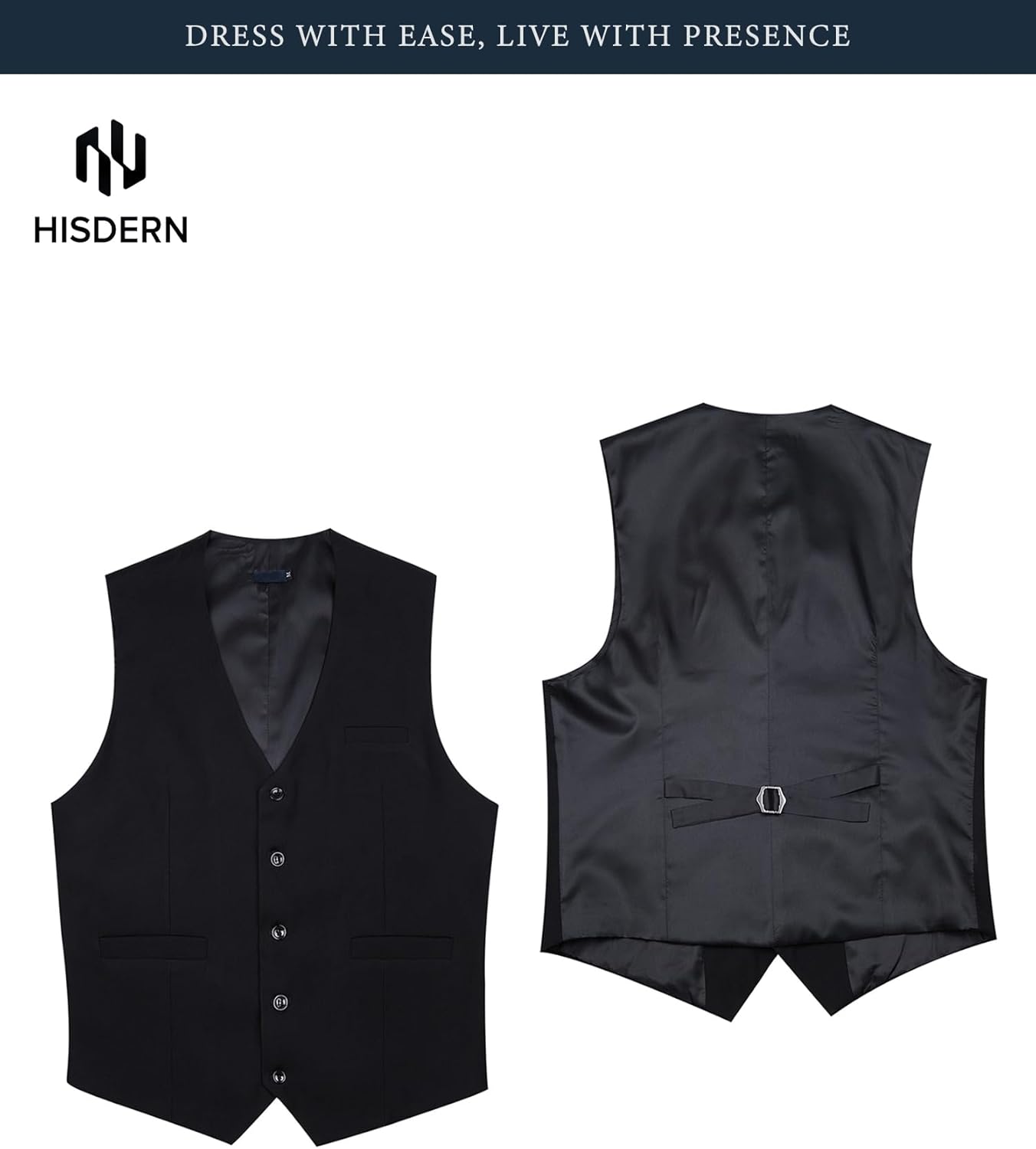 HISDERN Men’s Suit Vest Waistcoat with 3 Pockets Slim Fit for Business Formal Wedding Prom and Casual Tuxedo Wear - Image 6