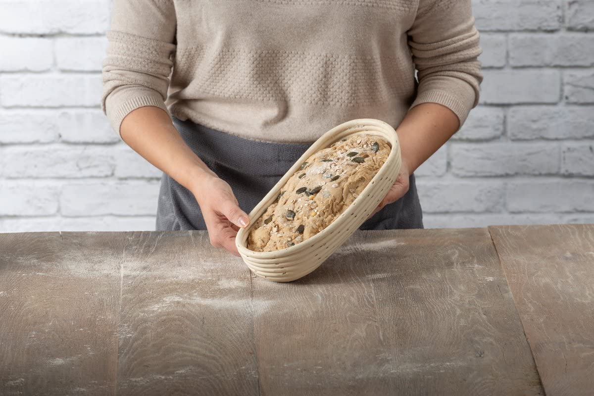 Zenker Proofing Basket Oblong 30 cm - Natural Rattan Proofing Basket for Homemade Bread - Provides Dough with Oxygen for Loose and Airy Breads