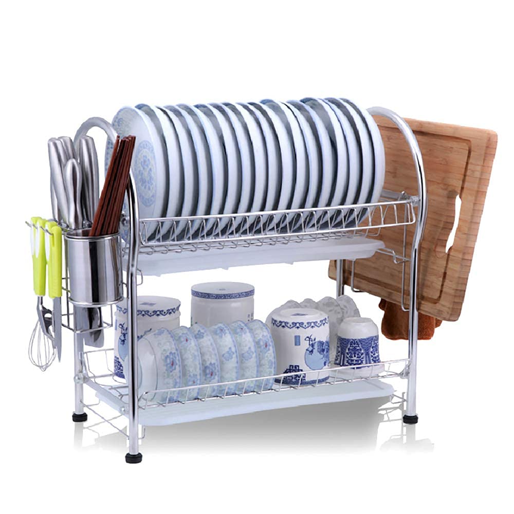 YUOdtuDX draining rack, Dish Drying Rack, Kitchen Countertop Drain for Over Sink Sturdy Drainboard with Pp Board Utensil Holder