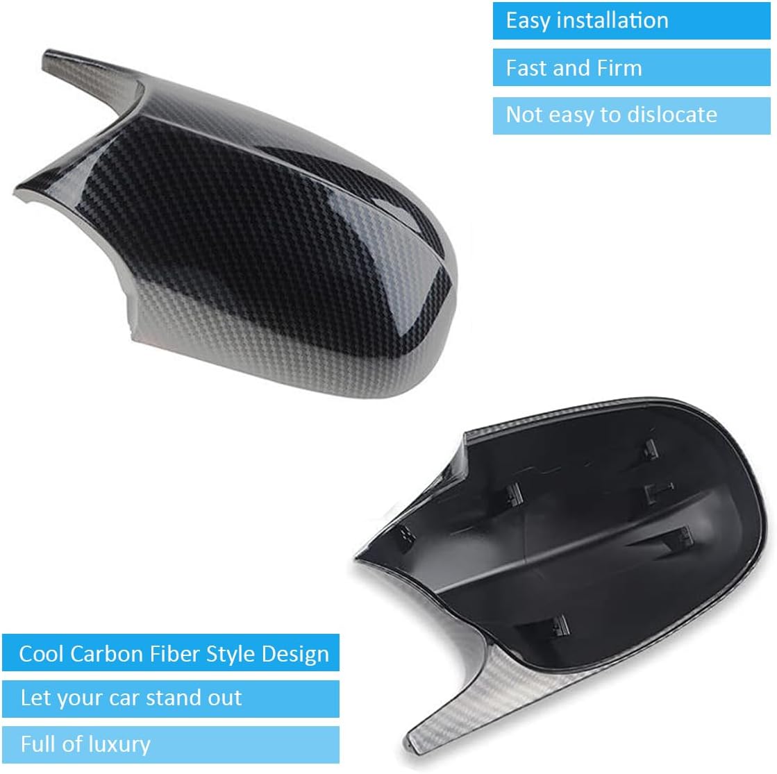 Side Mirror Cover Caps Compatible with BMW E90 E91 2008-2011, E92 E93 E81 E82 E87 E88 LCI Door Rear View Mirror Cap Replacement for 328i 335i Carbon Fiber Look