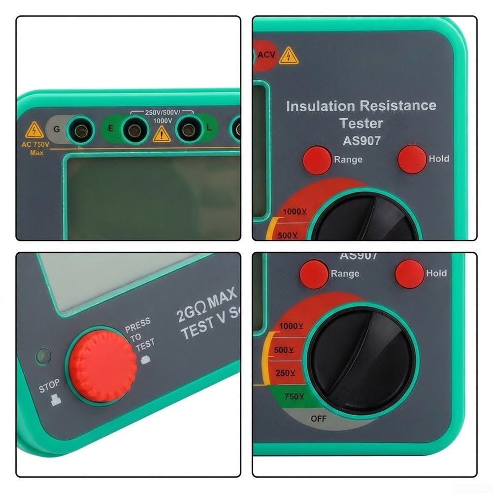 Probador de para resistencia AS907 Digital 250V/500V/1000V Probador