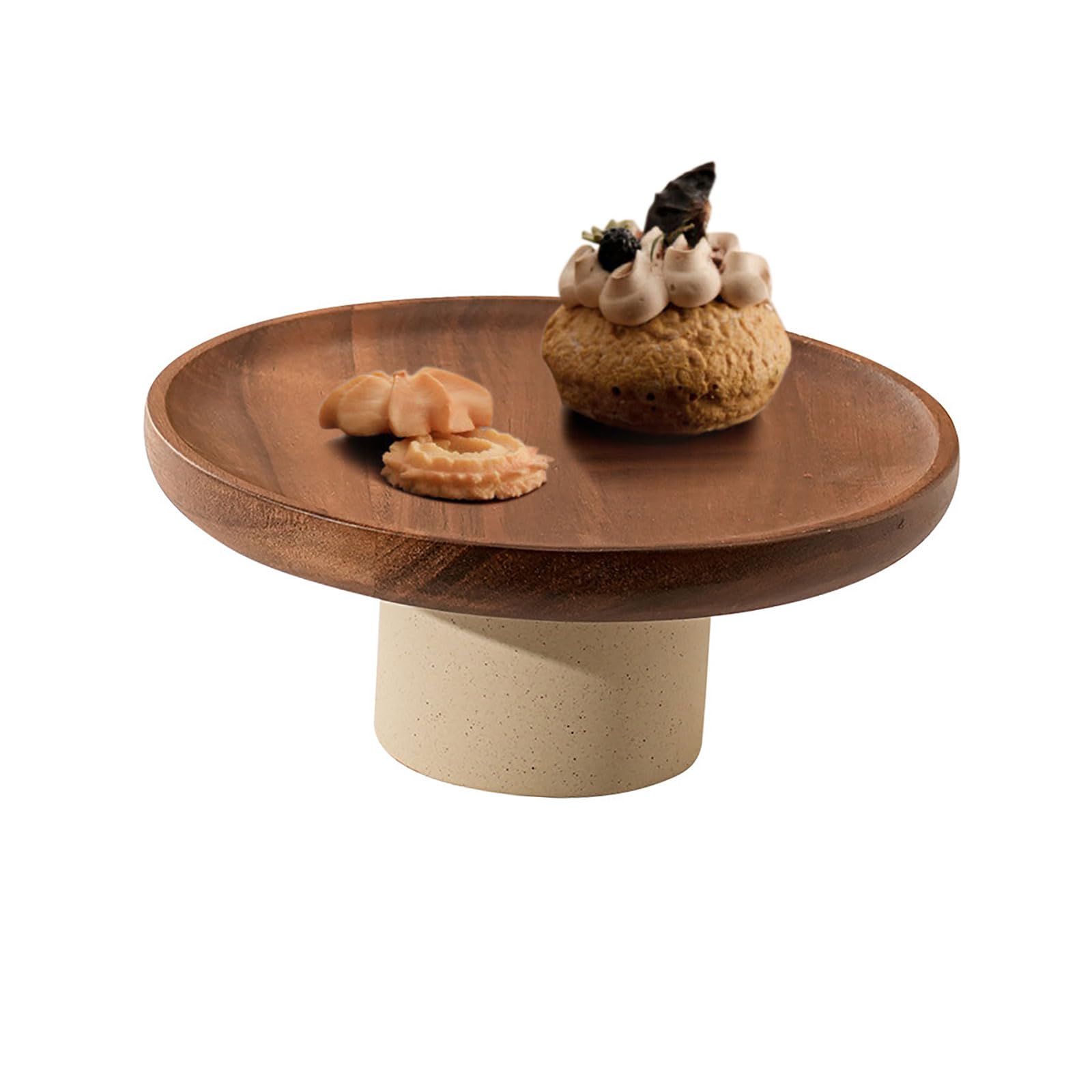 Wooden Cake Stand with Clay Dome for Dessert and Pastry Display Wooden Cake Stand Kitchen Serving Tray
