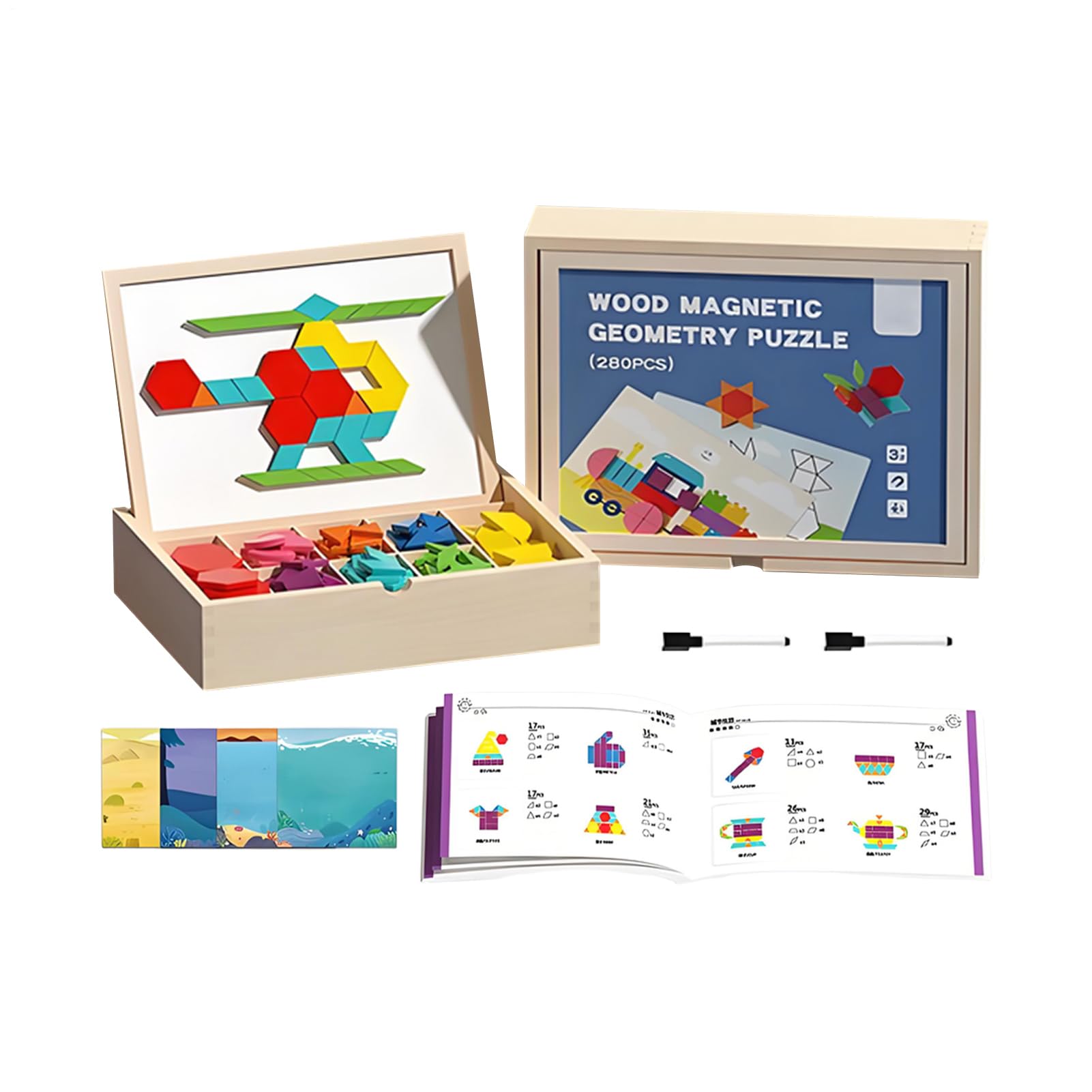 Juguete de de madera con imanes, juguete educativo interactivo y STEM | Bloque De Madera Puzzle Para Entrenamiento De Memoria Para Niños Niñas Adolescentes