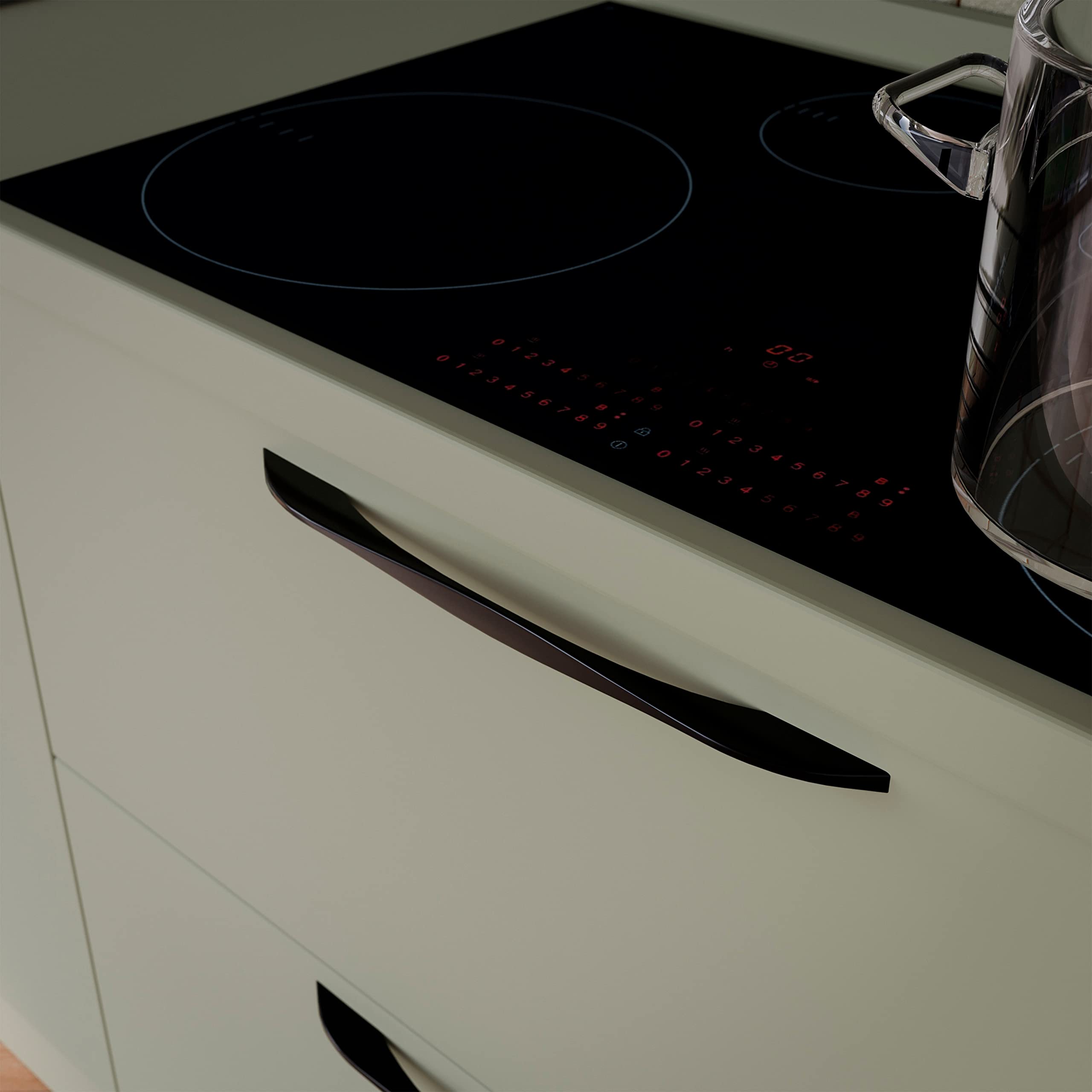 EMUCA - Tirador para mueble Varna, intereje 160 mm, L181 mm, Pintado negro, Zamak, 8 ud.