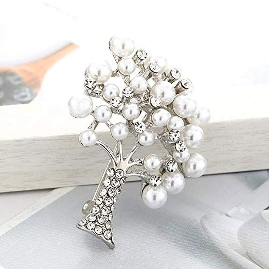 Broche de árbol de Perlas de Diamantes, Broche de Diamantes de imitación de Cristal, joyería, Vestido, Bufanda, Chal