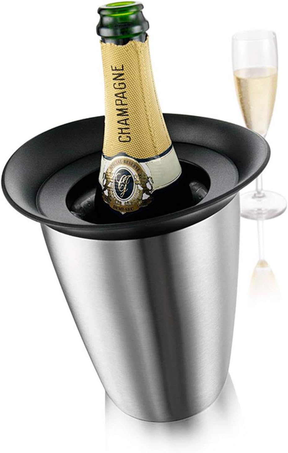 Modern Wine Chiller, Bottle Cooler for Wine Champagne, 304 Stainless Steel, Double Wall Insulated Wine Chiller Bucket Fits 750ml Wine