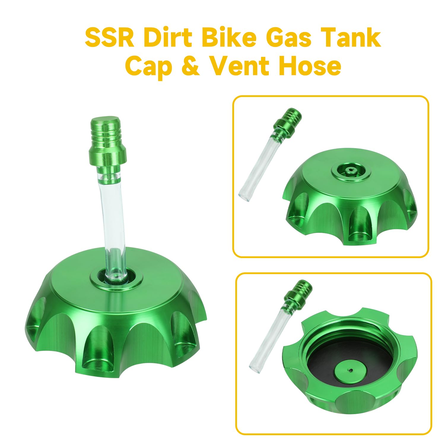 HIAORS CNC aluminiowa pokrywa zbiornika paliwa gazowego z zaworem odpowietrzającym do 50cc 70cc 90cc 110cc 125cc 140cc 150cc 160cc Coolster SSR Pit Dirt Motor Bike Green