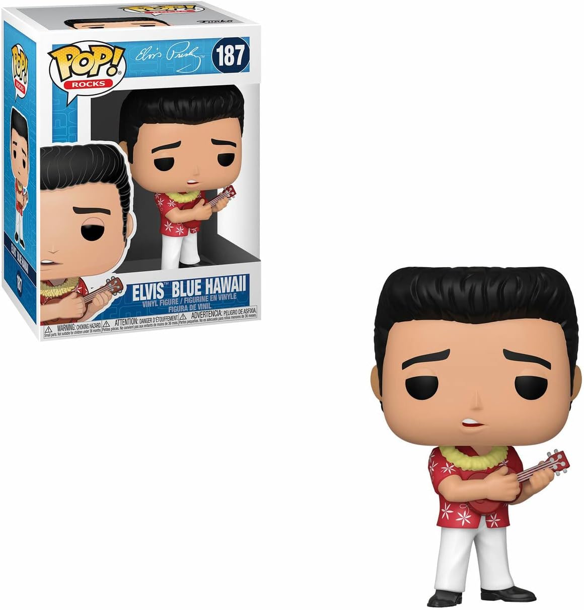 Funko POP Rocks: Elvis - Blue Hawaii Pop! Vinyl Figure (Bundled with Compatible Pop Box Protector Case), Multicolored, 3.75 inches