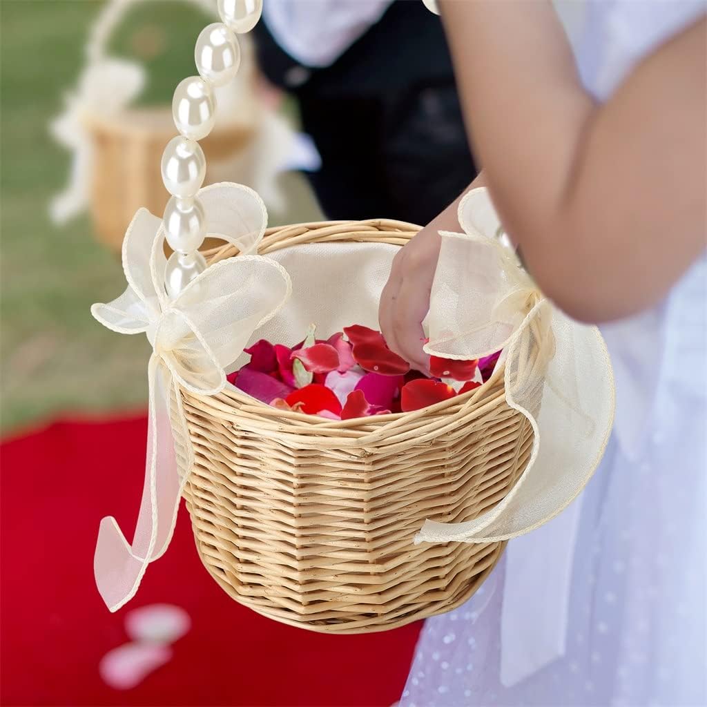 Wedding Bridesmaid Girl Bridal Handheld Flower Basket Organizer Supplies Elegant Storage