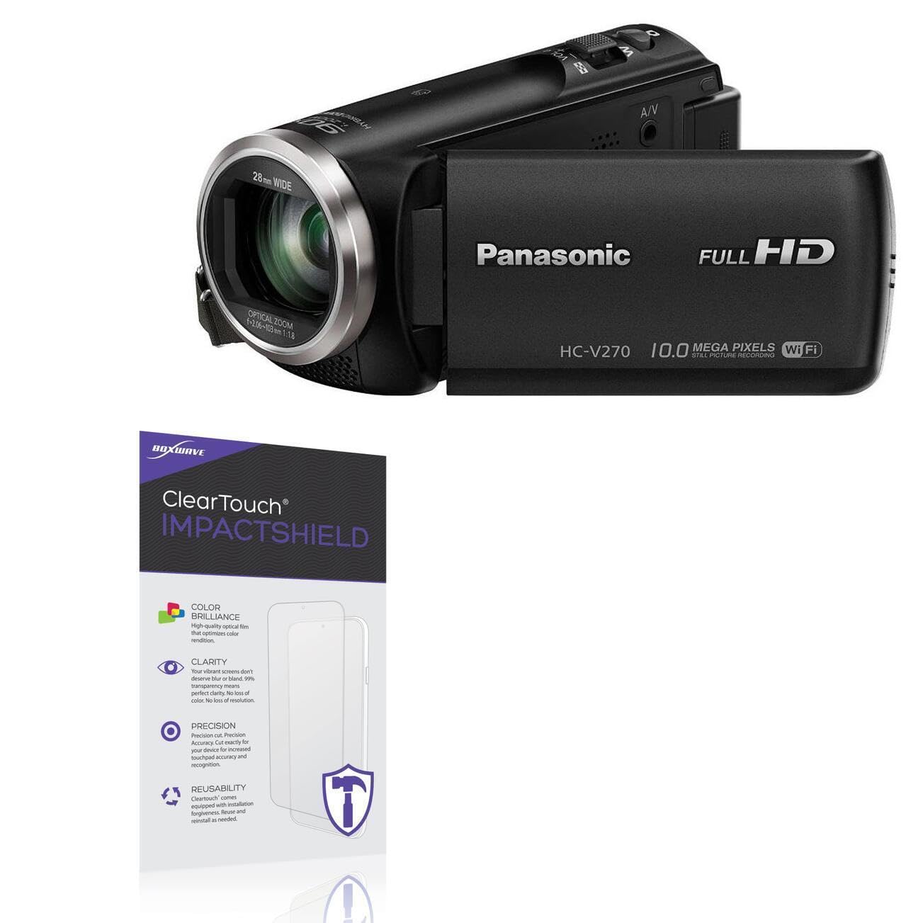 BoxWave Screen Protector Compatible With Panasonic HC-V270 - ClearTouch ImpactShield (2-Pack), Impenetrable Screen Protector Flexible Film