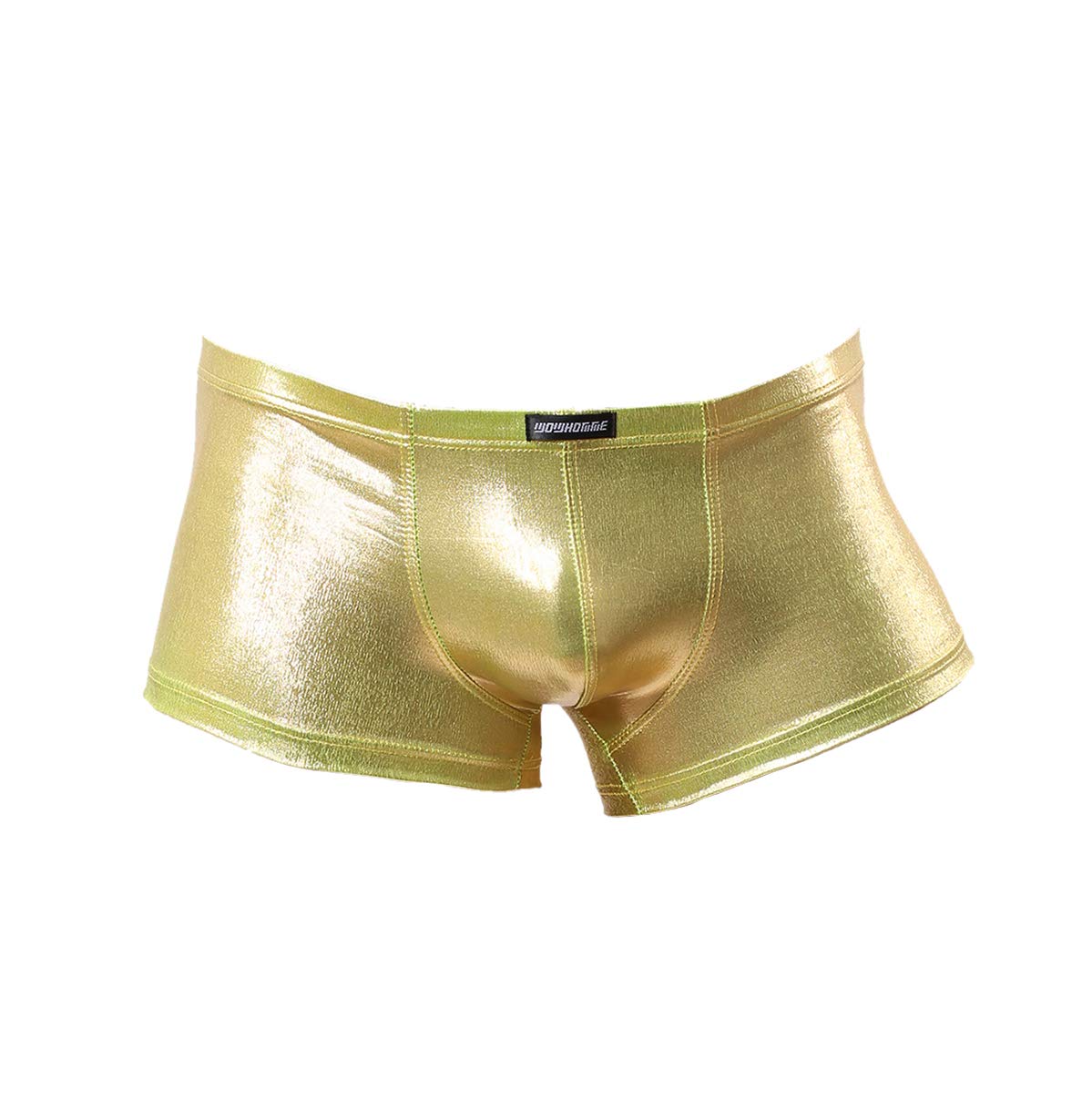 Sexy Imitation Leather Men's Underwear Tight Boxer Briefs Swim Shorts C33 (XXL / 33.5'', Gold)