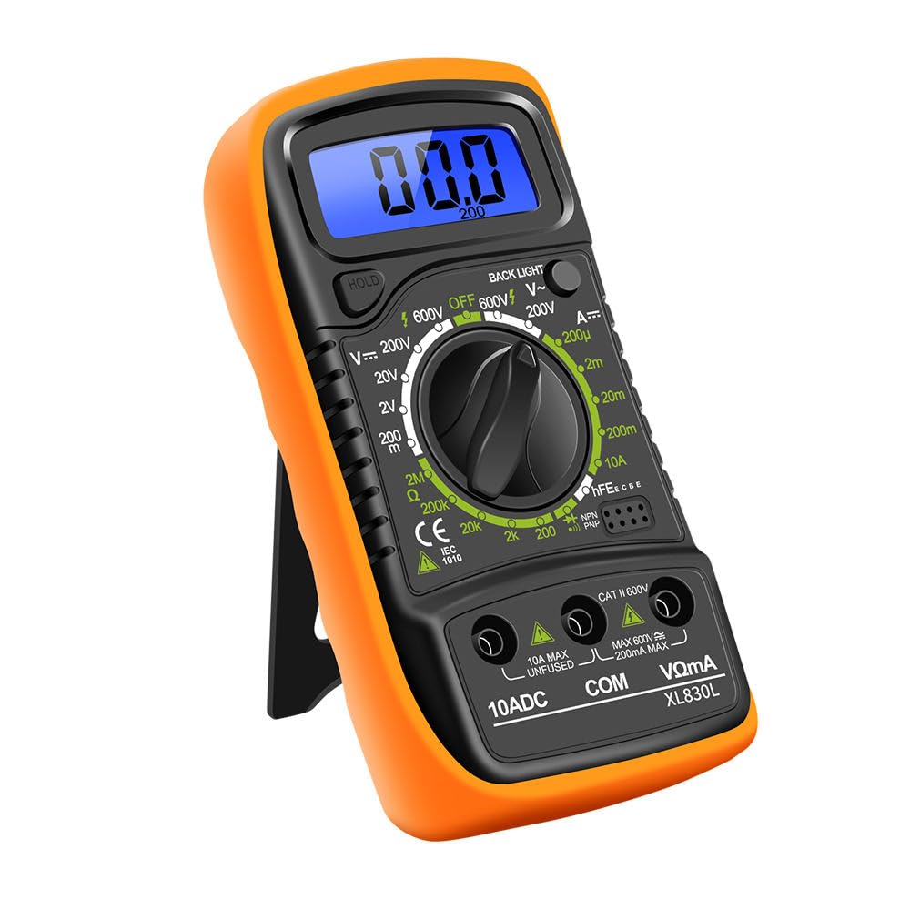 Digital Multimeter XL830L with Backlight LCD, AC/DC Voltage Current Tester, Resistance Diode Continuity Meter, 2000 Counts Portable Multitester, Multicolor PHT830L-image-49