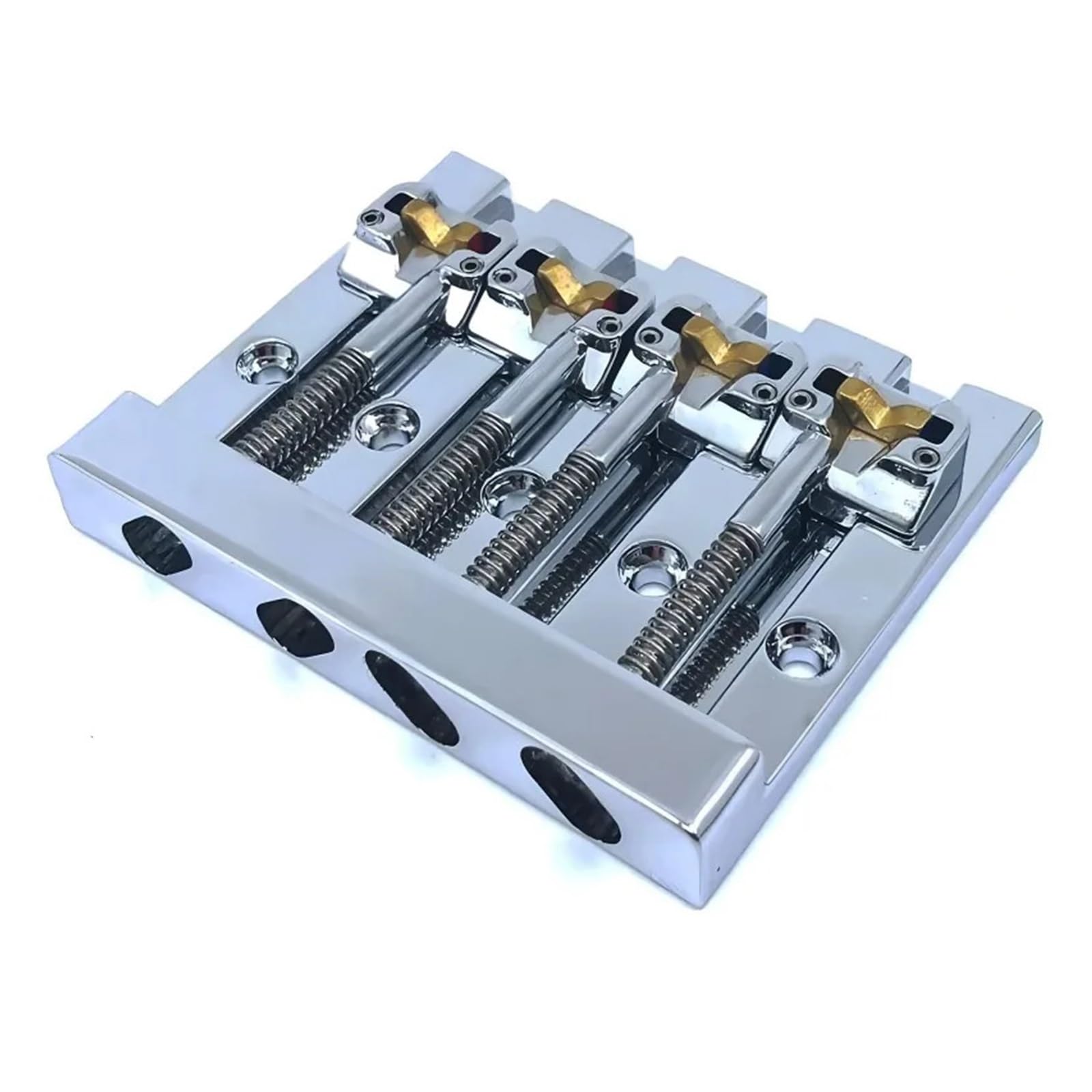 Ponte for basso a 4 corde in lega di zinco, accessorio for strumento basso stile Hipshot durevole e stabile cromato a 5 fori