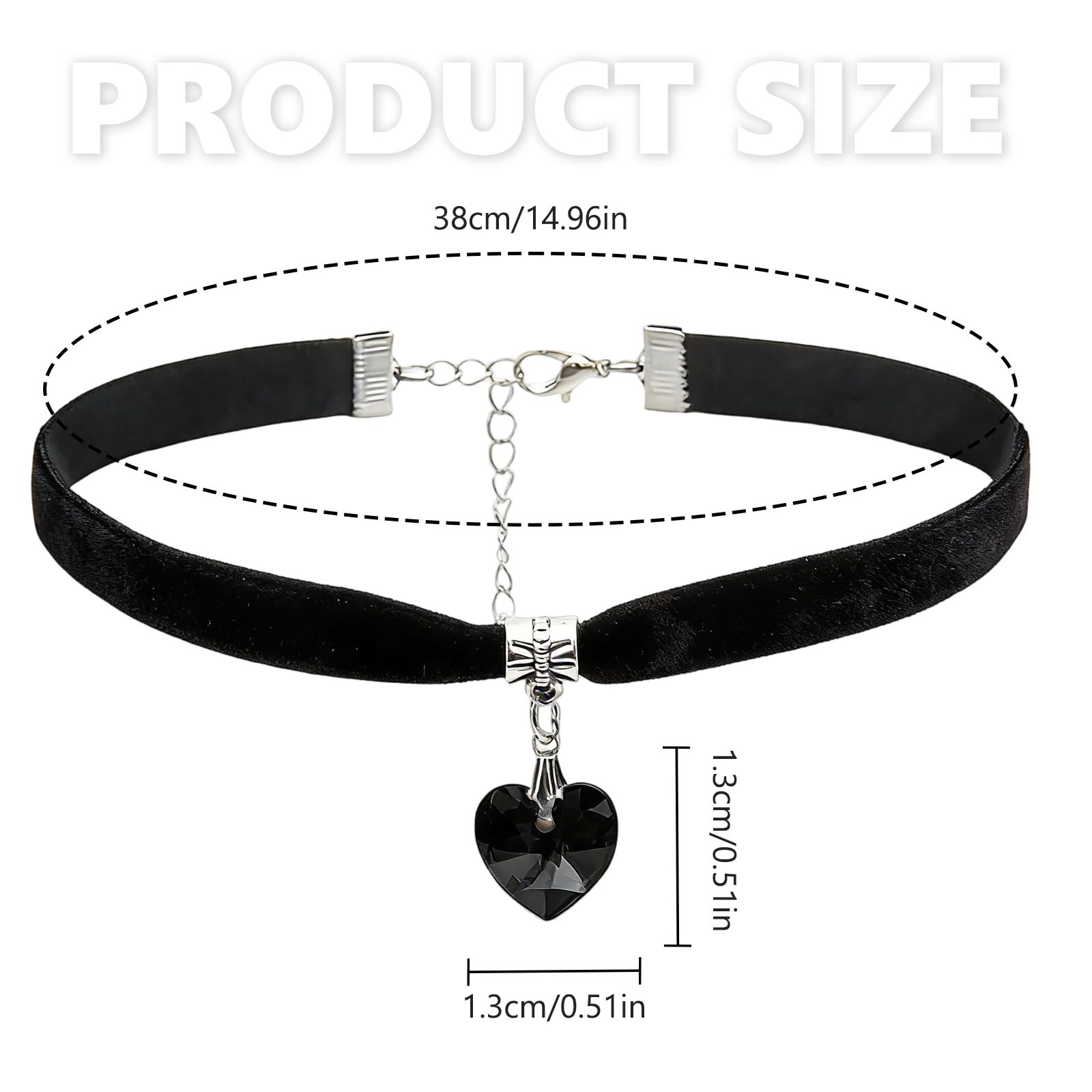 Collier en Velours Noir, Collier en Forme de Cœur, Vintage Gothique RéGlable Colliers, pour Femme pour AnnéEs 80, 90 Fête Halloween Cosplay Bijoux