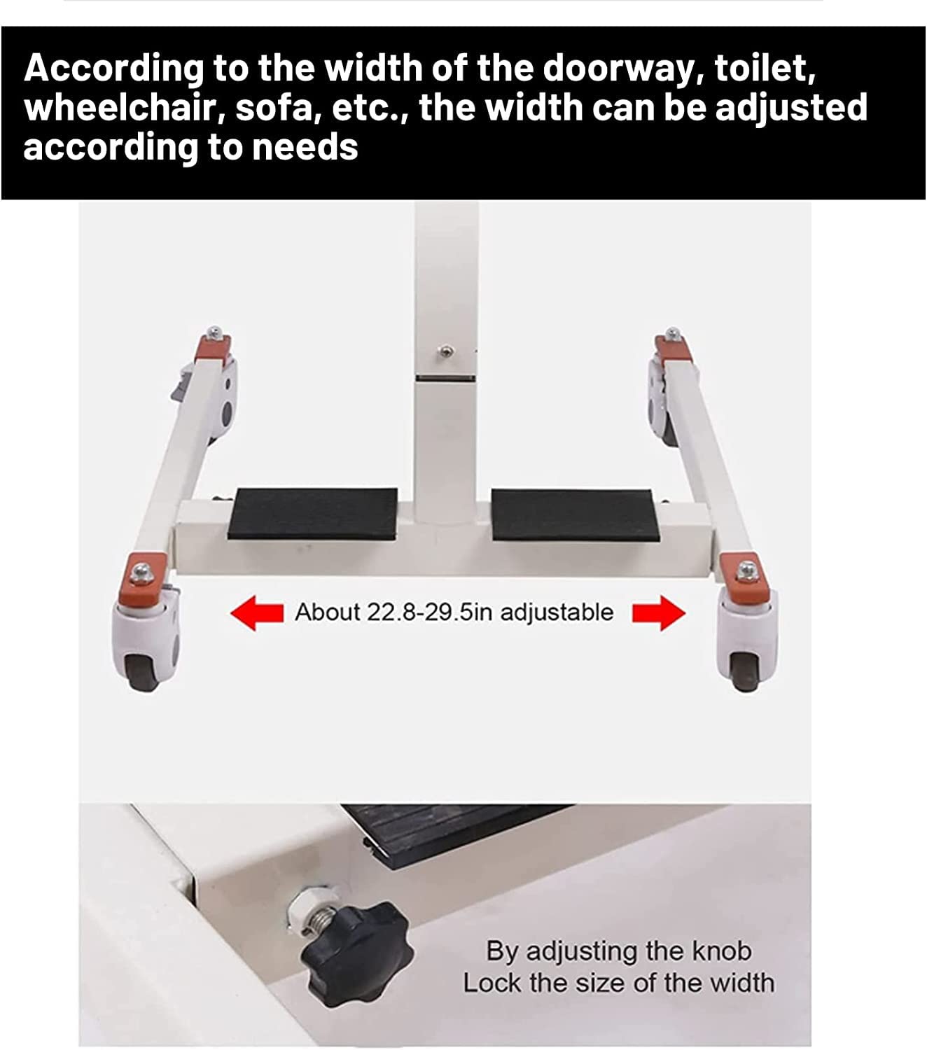 Silla de Ruedas para Ducha y WC, Elevador para Silla De Ruedas Grúa para Elevación Y Traslado De Pacientes Reposapiés Abatibles Ajustables en Altura para Ancianos Discapacitados