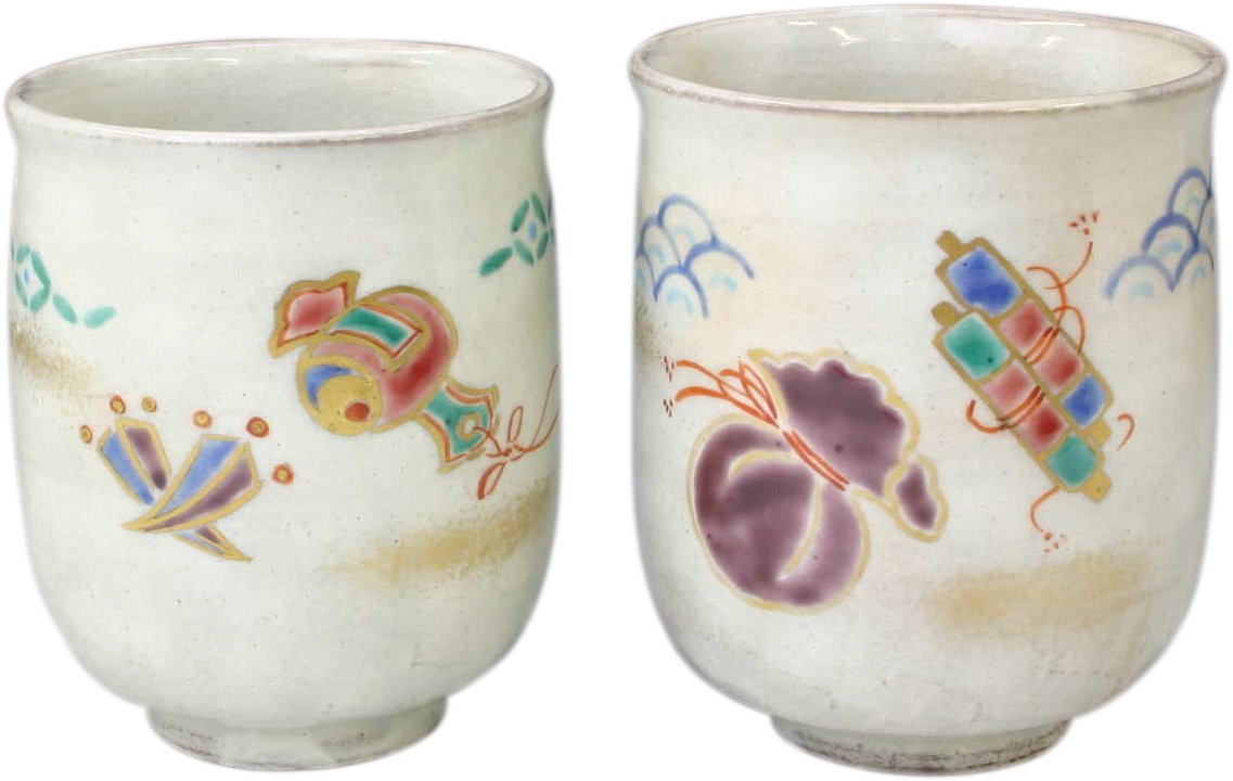 Amazon｜京焼 清水焼 湯呑 花月窯 組湯呑 粉引宝紋 ukk800｜湯呑み