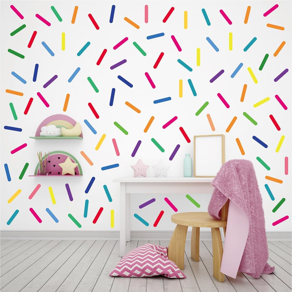 300 PCS Colorful Sprinkle Wall Decals, 10 Sheets Peel & Stick Waterproof Vinyl Confetti Stickers, DIY Accent Wall Decor for Bedroom, Classroom, Playroom, Party Backdrops & Creative Spaces