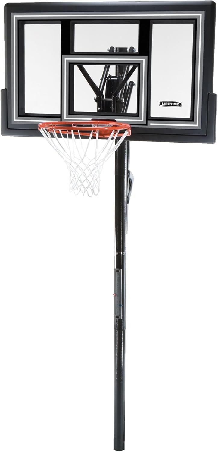 Lifetime 1084 Height Adjustable In-Ground Basketball System - 50" Shatterproof Backboard, Pro Slam-It Rim