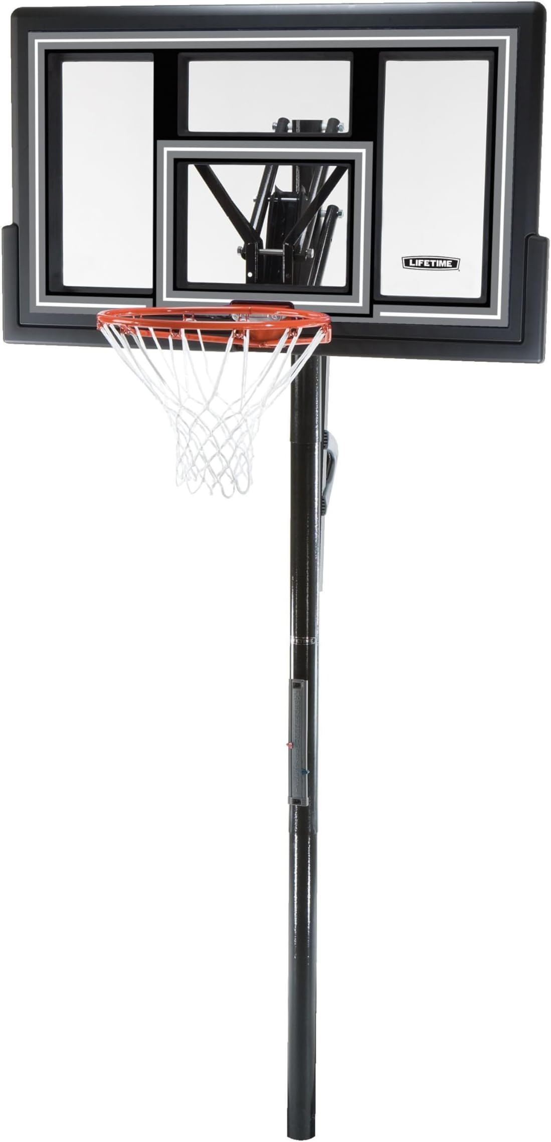 - Lifetime 1084 Height Adjustable In Ground Basketball System, 50 Inch Shatterproof Backboard