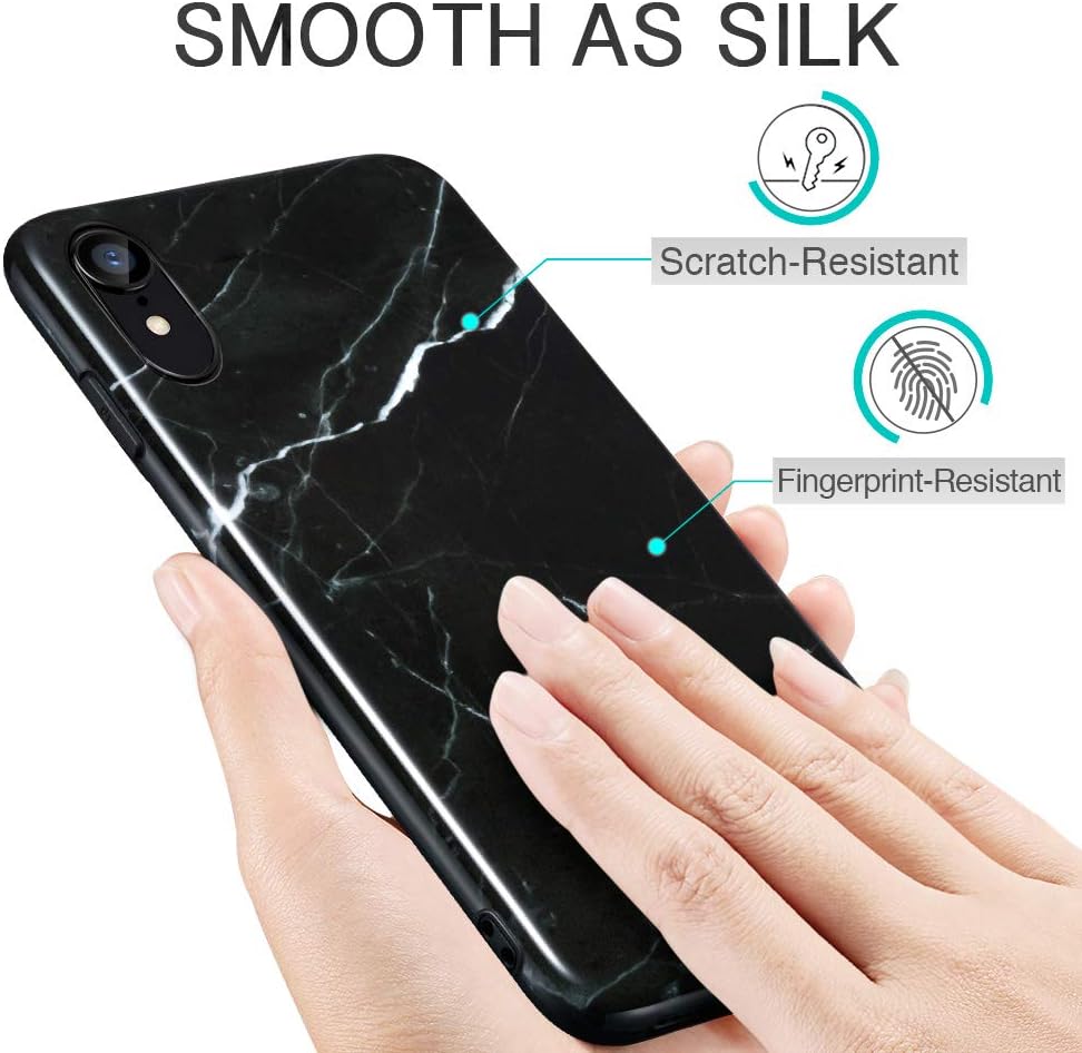 ESR Marble Case for iPhone XR, Slim Soft Flexible TPU Marble Pattern Cover for The iPhone XR 6.1'' (Released in 2018), Black Sierra