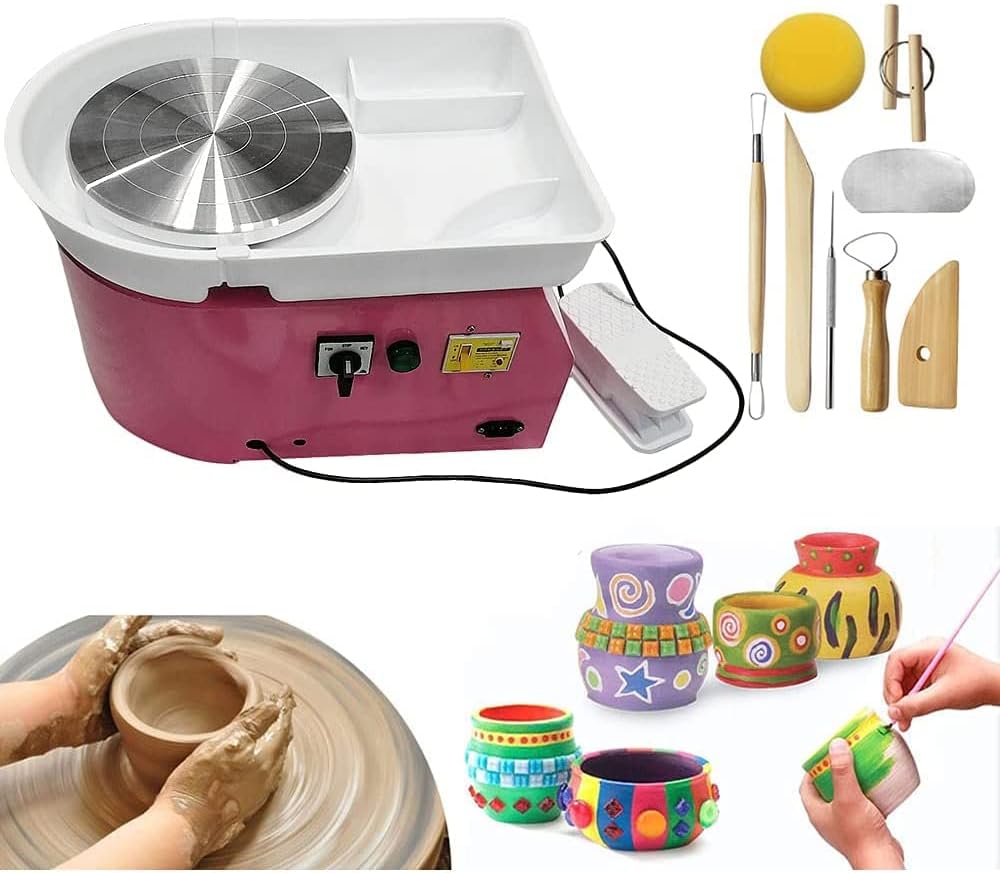 FORAVER Electric Pottery Wheel Ceramic Machine 25cm with Shaping Tool