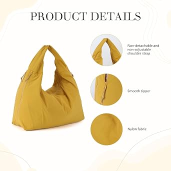 GOKTOW Slouchy Nylon Tote Bag for Women - Large Multi Pocket Shoulder Bag Spacious for Travel Gym Work Shopping