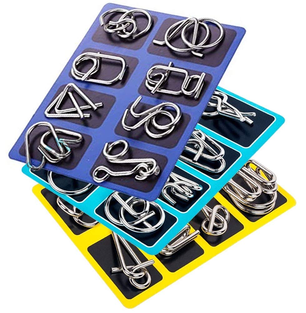 Brain Teaser Wire Puzzles - 24 Pack Puzzle Toys - Intelligence Mind IQ Test Game - Kids & Adults