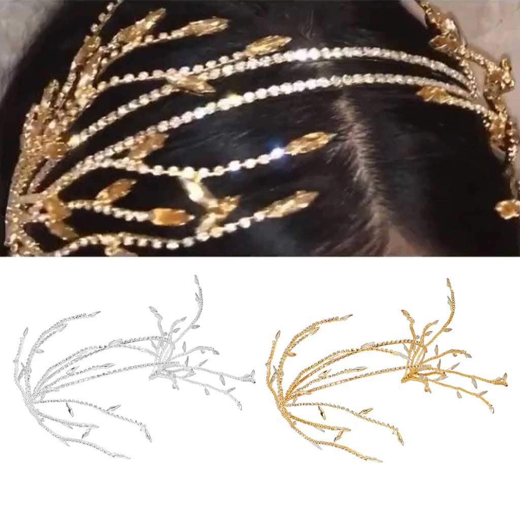 Fascia for capelli splendente a foglia for donna Cerchietti for capelli sottili fatti a mano di lusso leggero con foglie Fascia for capelli Accessori for capelli Sposa/1469/350/576