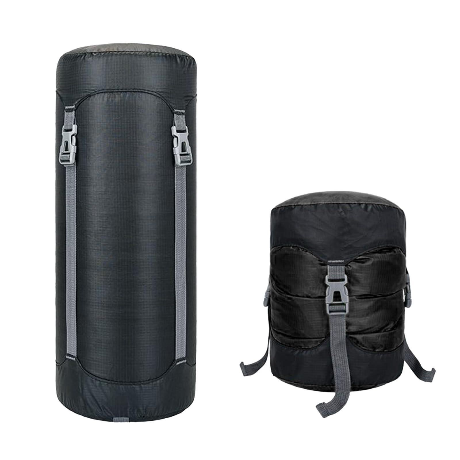 Compression Stuff Sack Lightweight Sleeping Bag Compression Sack Waterproof Storage Bag for Camping Outdoor Hiking Backpacking Travelling (Black, M)