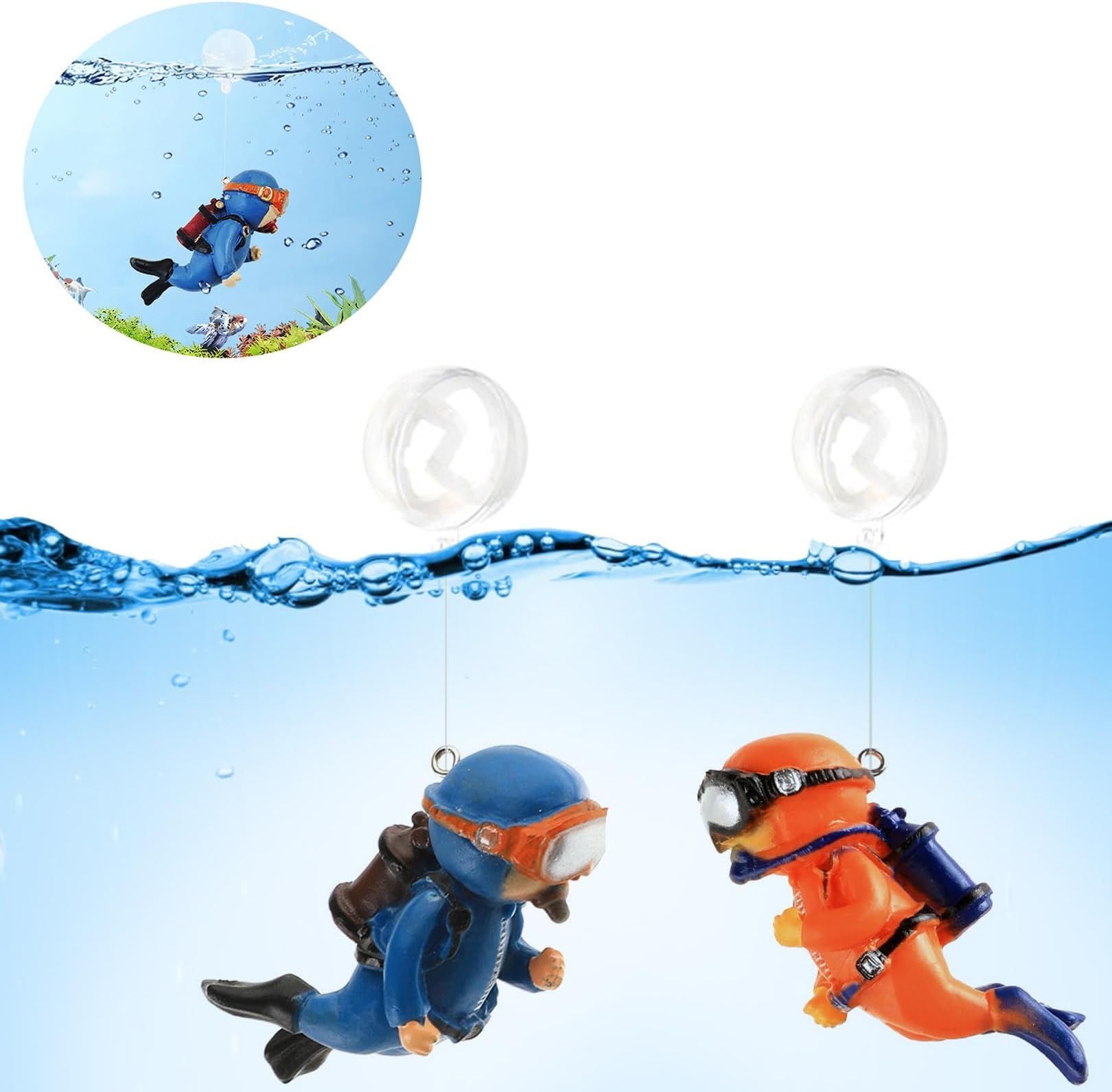 Mumoo Bear 2-Pack Floating Fish Tank Decorations Little Diver Aquarium Decoration Aquarium Accessories Fish Playmate for Fish Tank Suitable for All Kinds of Tanks Swimming Pool