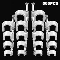 Vista 2 de 500pcs Cable Clips with Steel Nail in Cable Clips White 4mm 5mm 6mm 8mm 10mm Cable Wire Clips Cable Wall Clip Wire Staples Cord Clips for Wall