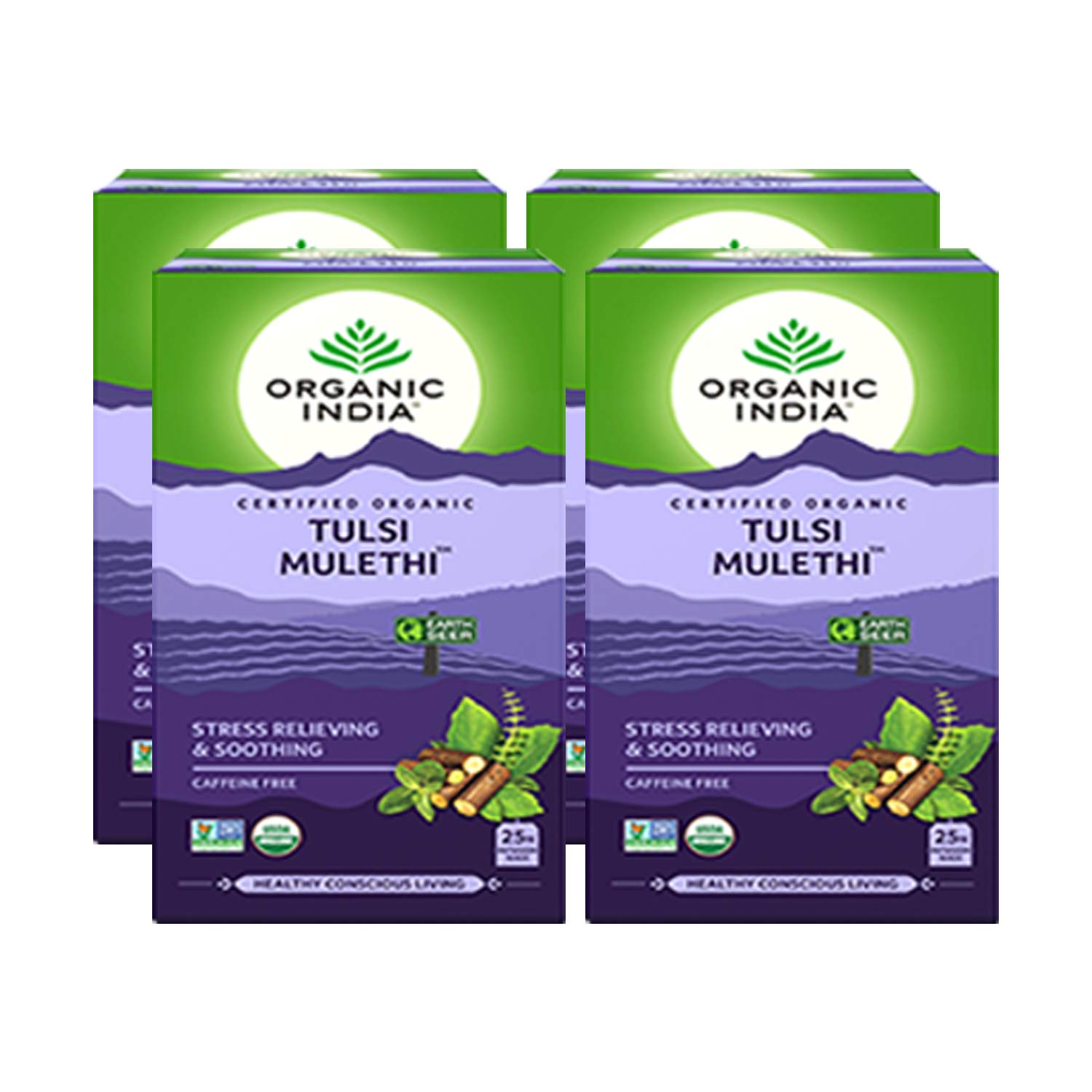 ORGANIC INDIA Tulsi Mulethi 25 Herbal Tea Bags-(Pack Of 4), 400 Grams
