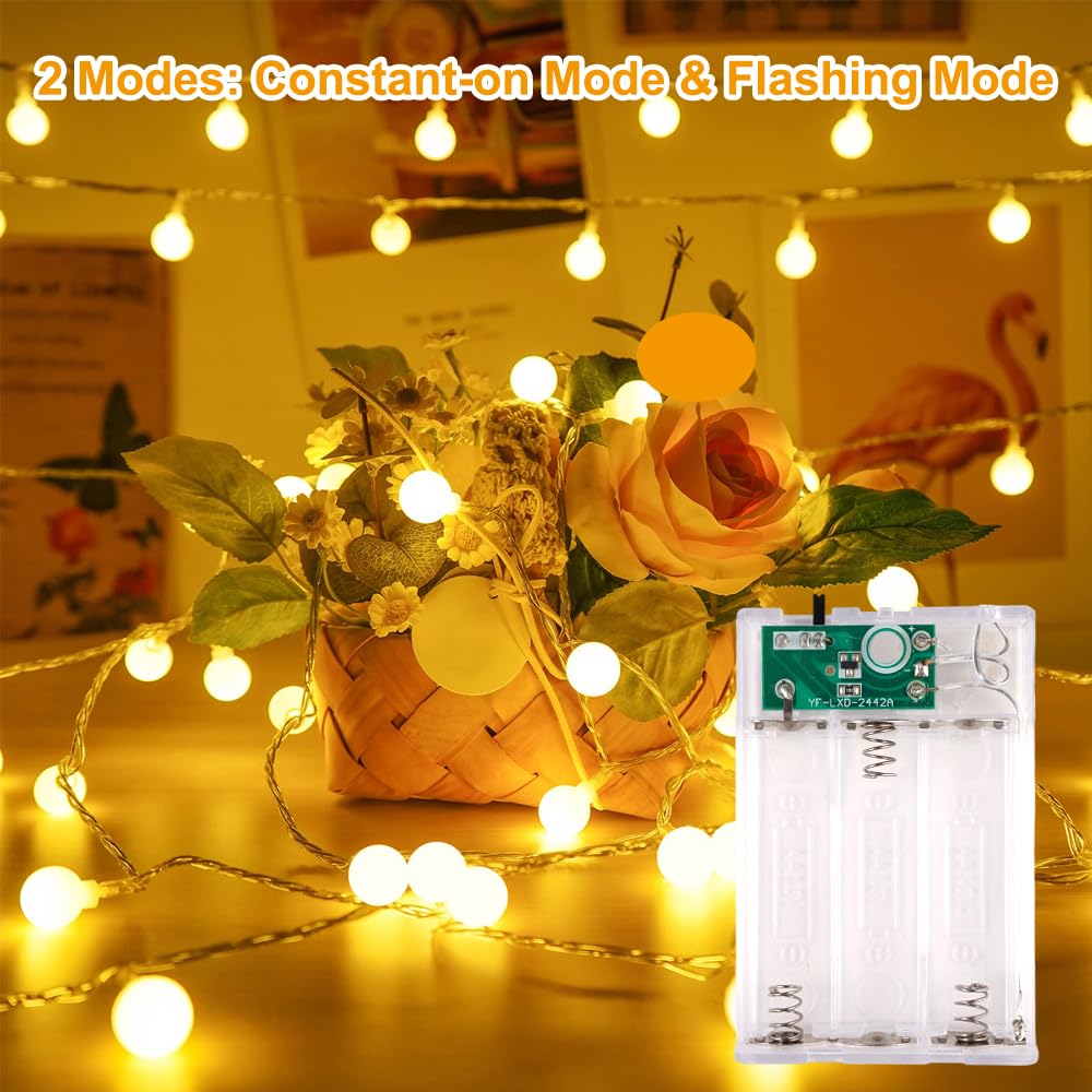 3 Metros 20 LED Guirnalda Luces Exterior Pilas, Luces de Cadena, 2 Modos Guirnalda de Luces LED,Guirnaldas Luminosas Decorativas para Habitacion, Jardín, Boda, Fiesta, Festival