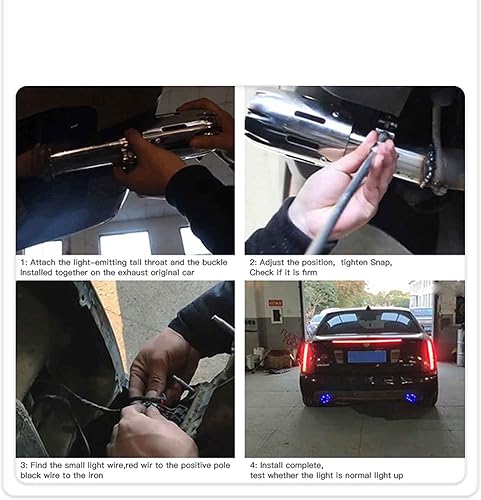 Miniatura 6 de Vechkom Puntas de escape de 2.5 pulgadas de entrada de 2.480 in con luz LED de llama azul, silenciador de acero inoxidable, tubo de escape de