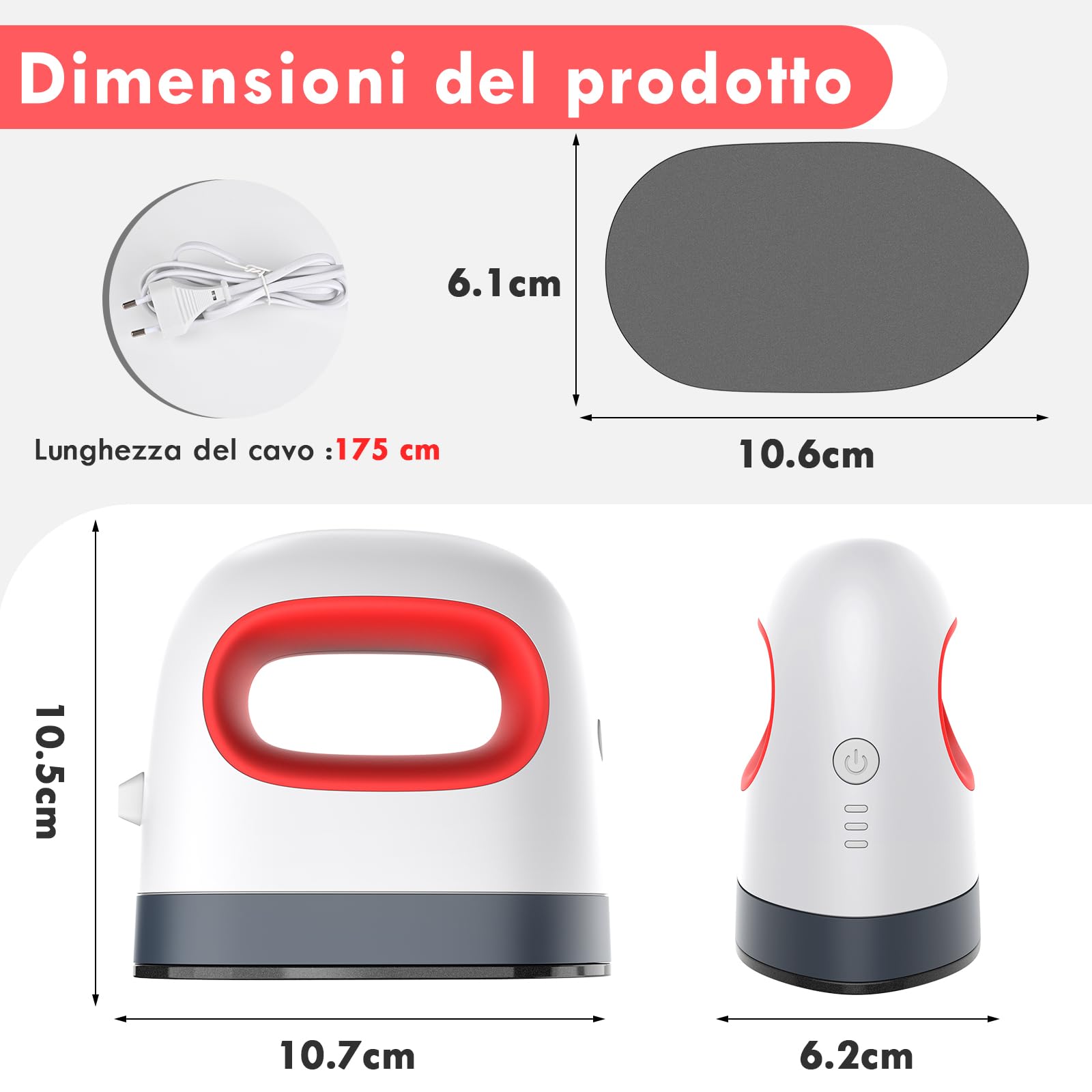 Comius Sharp Mini Pressa a Caldo, Pressa a Caldo Portatile con 3 Livelli di Temperatura, Macchina per Trasferimento Termico per Magliette, Vestiti, Borse, Cappelli (Rosso)